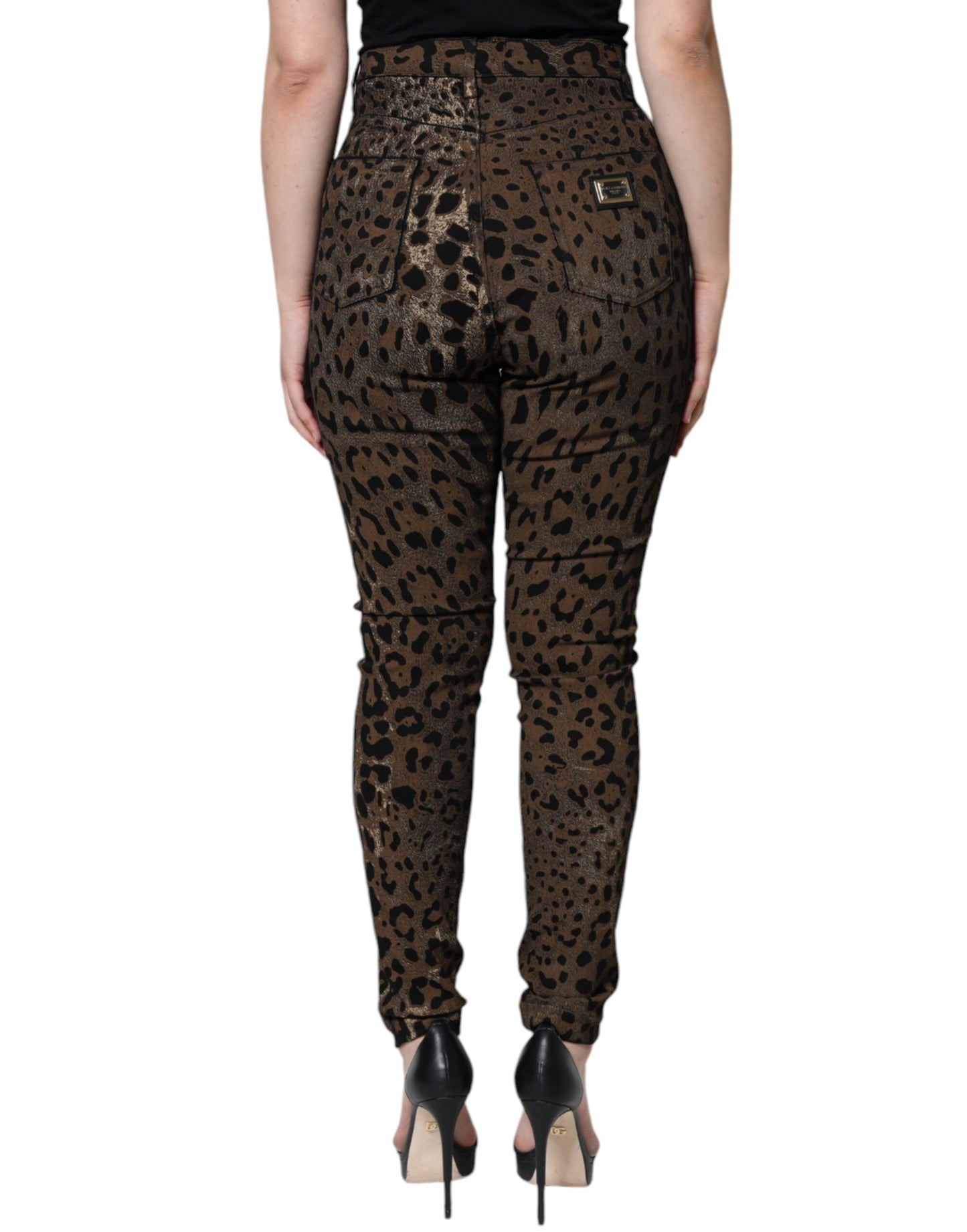 Dolce & Gabbana Brown Leopard Cotton Skinny Denim Jeans Dolce & Gabbana