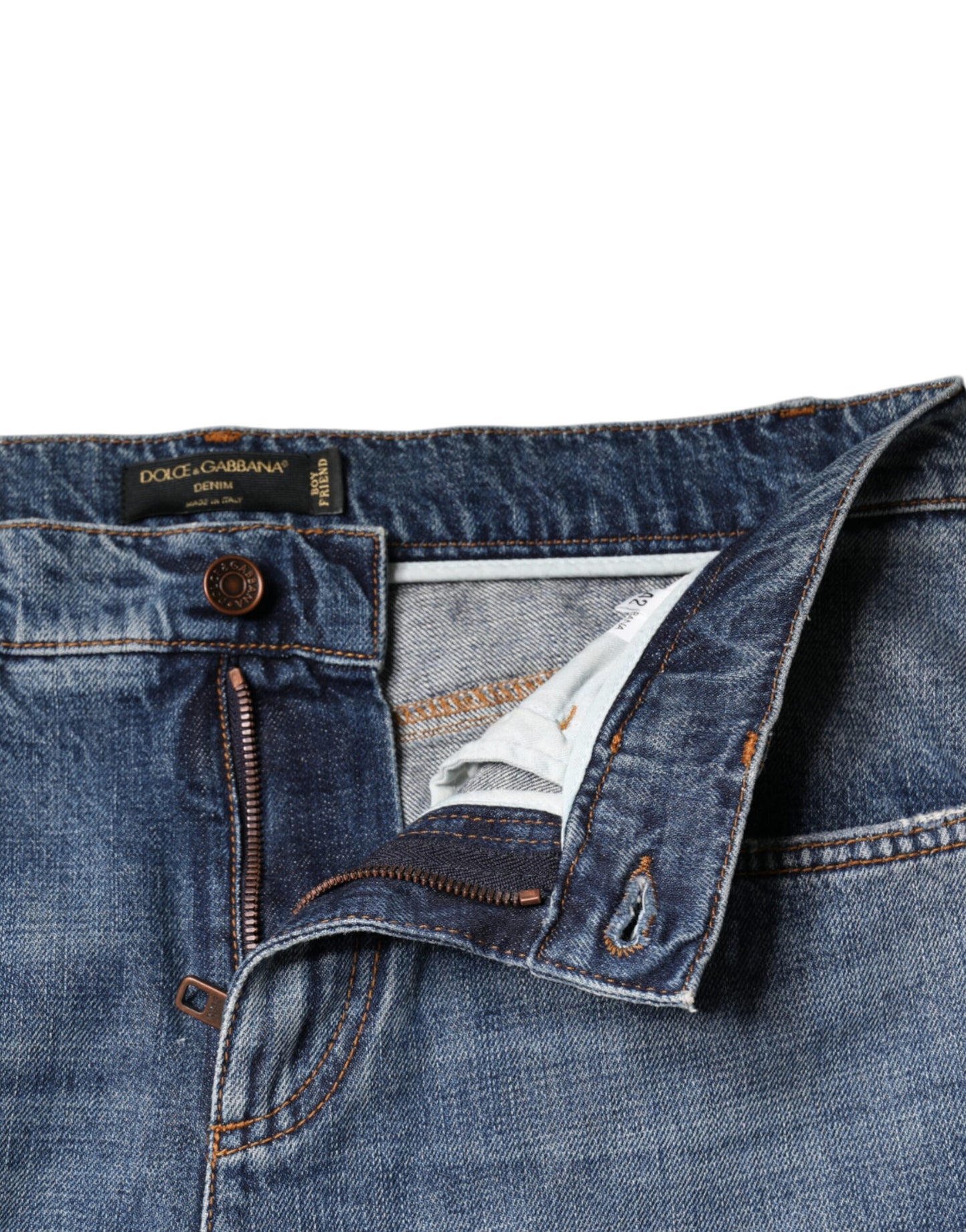 Dolce & Gabbana Blue Cotton Tattered Boyfriend Denim Jeans Dolce & Gabbana