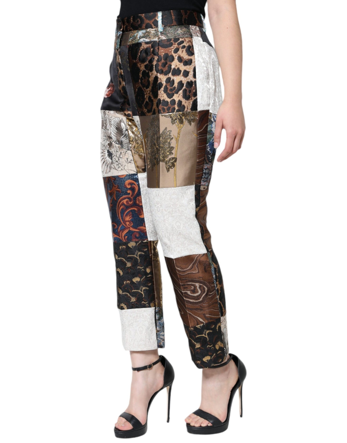 Dolce & Gabbana Multicolor Patchwork Jacquard High Waist Pants Dolce & Gabbana