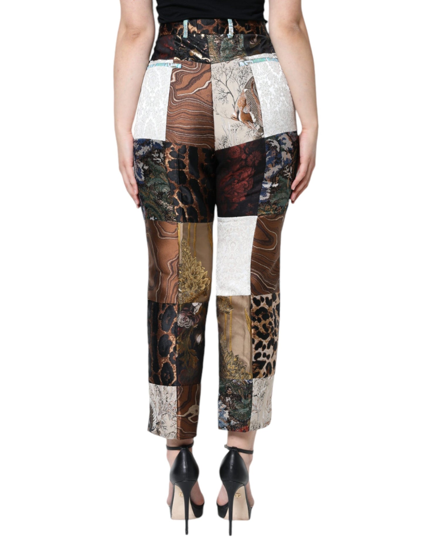 Dolce & Gabbana Multicolor Patchwork Jacquard High Waist Pants Dolce & Gabbana