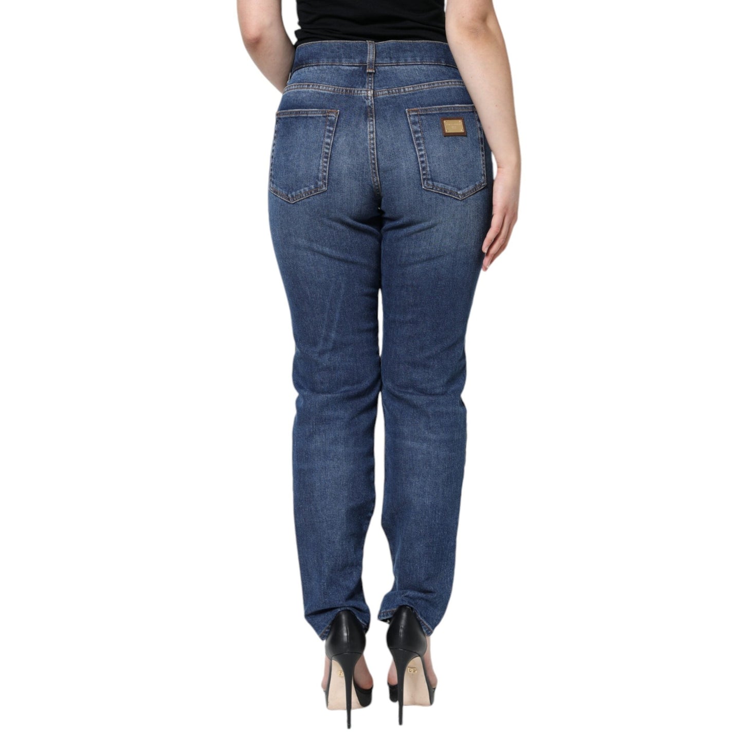 Dolce & Gabbana Black Floral Lace Front Skinny Denim Jeans Dolce & Gabbana