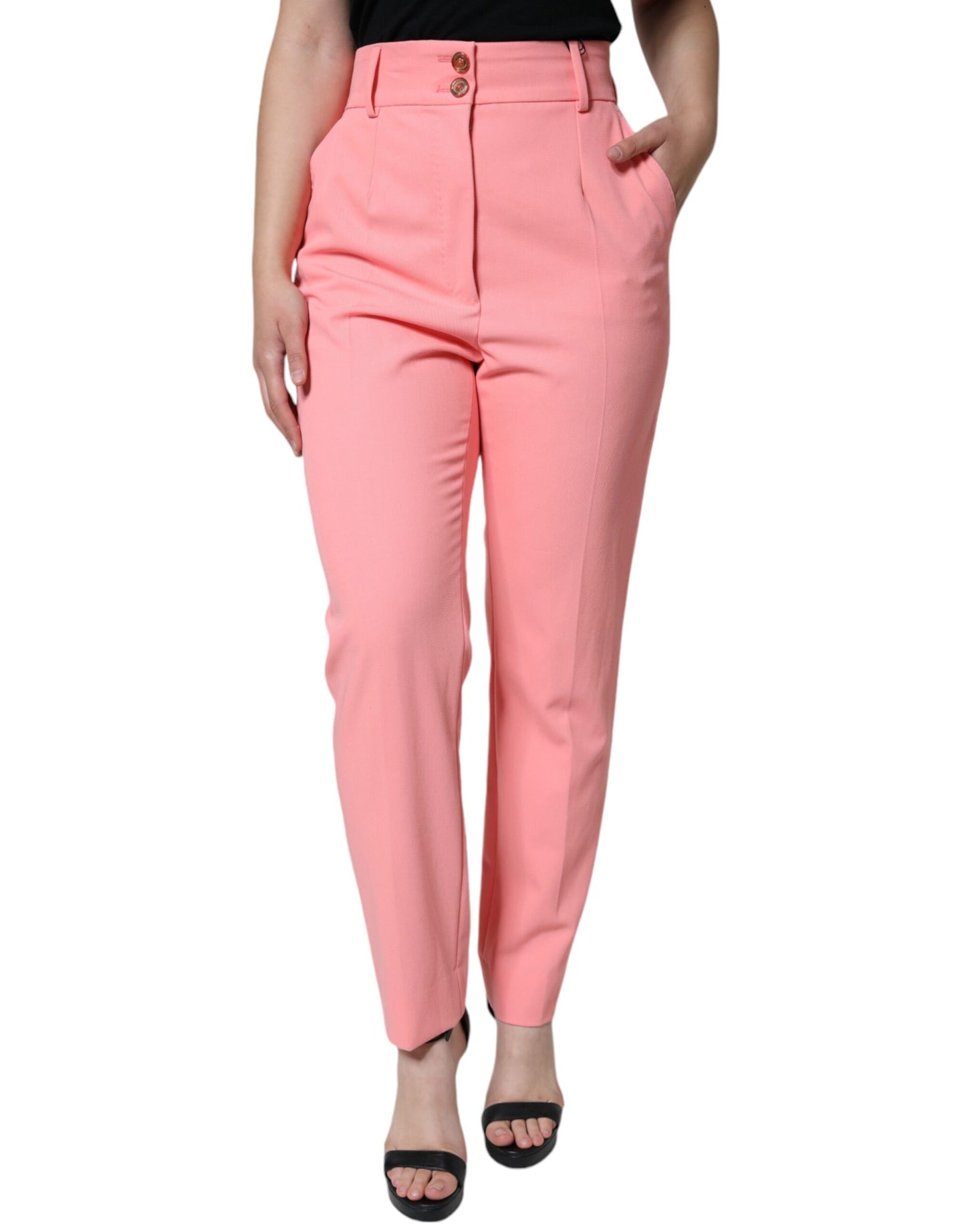 Dolce & Gabbana Rose Pink Polyester High Waist Tapered Pants Dolce & Gabbana