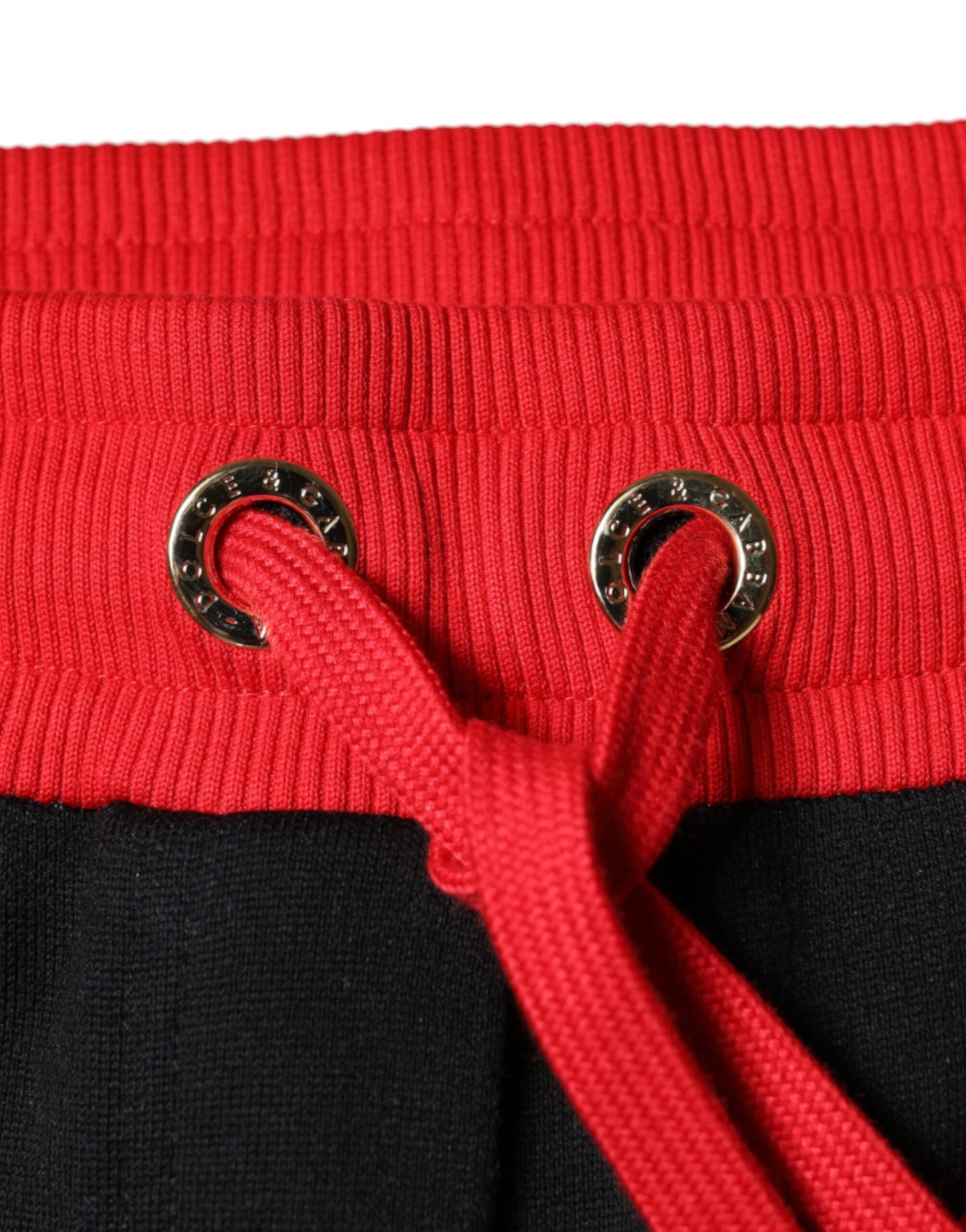 Dolce & Gabbana Black Red Cherry Mid Waist Jogger Pants Dolce & Gabbana
