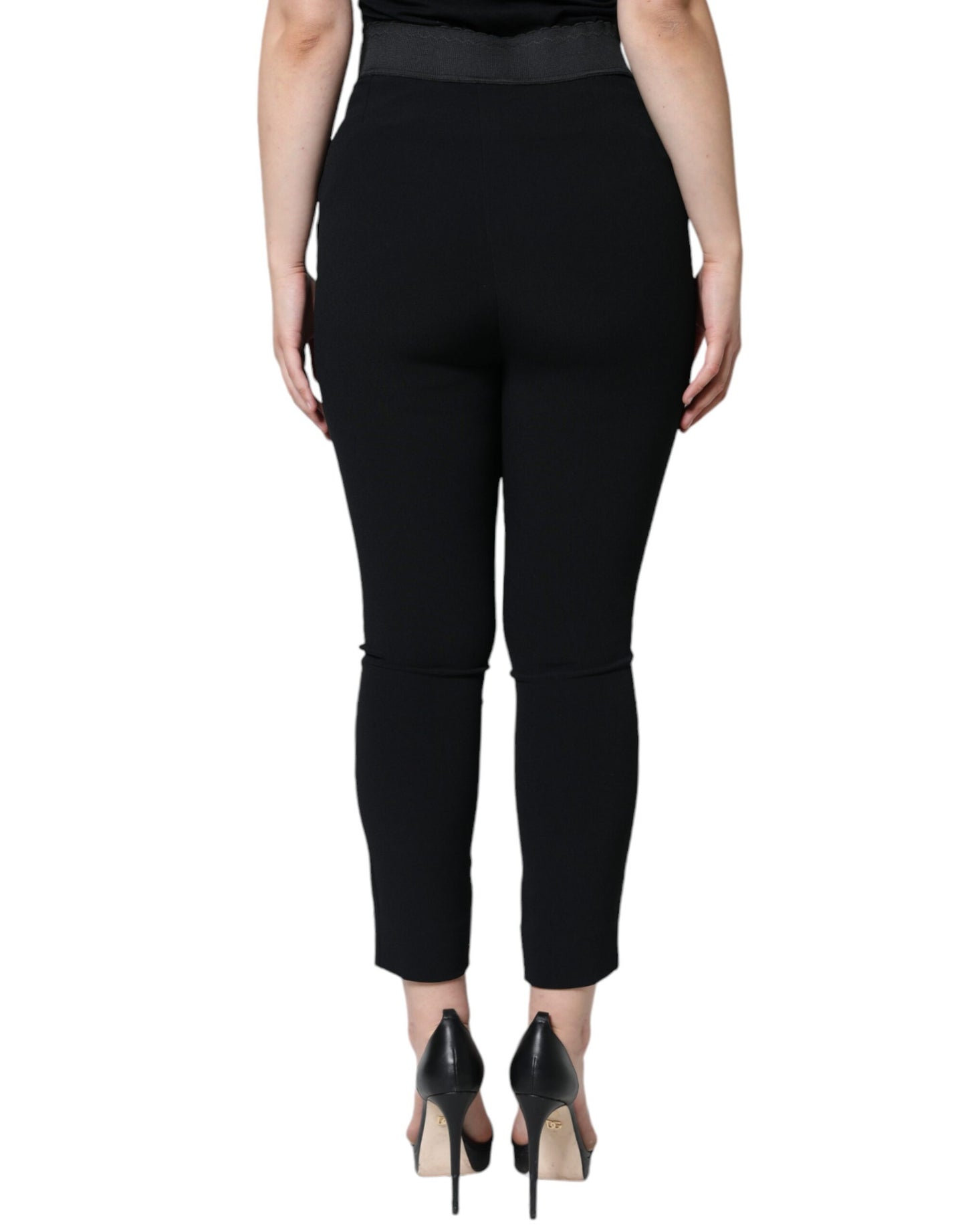 Dolce & Gabbana Black Viscose High Waist Tapered Pants Dolce & Gabbana