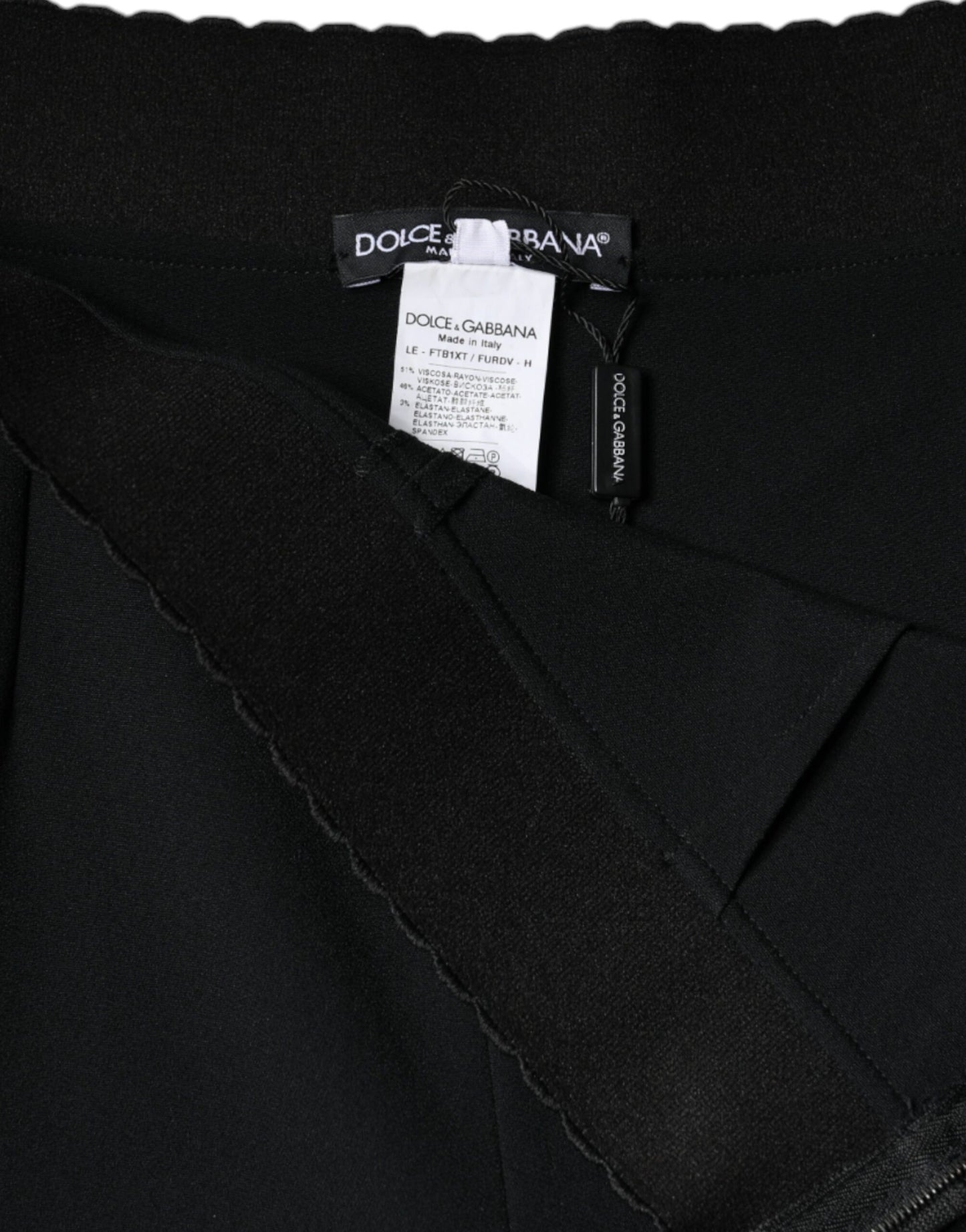 Dolce & Gabbana Black Viscose High Waist Tapered Pants Dolce & Gabbana