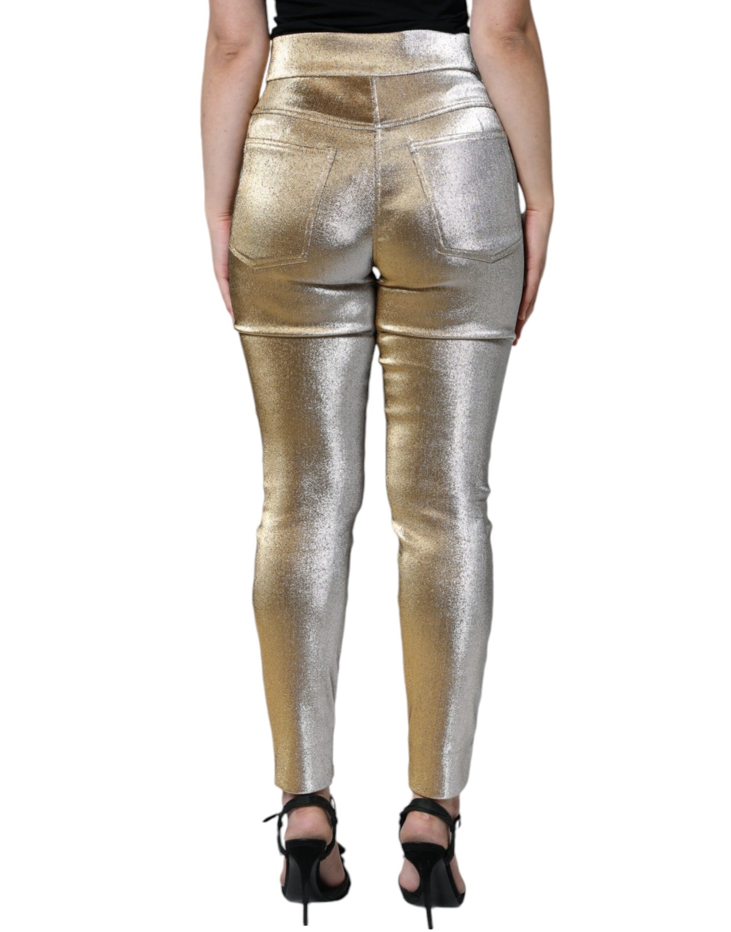 Dolce & Gabbana Metallic Gold High Waist Skinny Pants Dolce & Gabbana