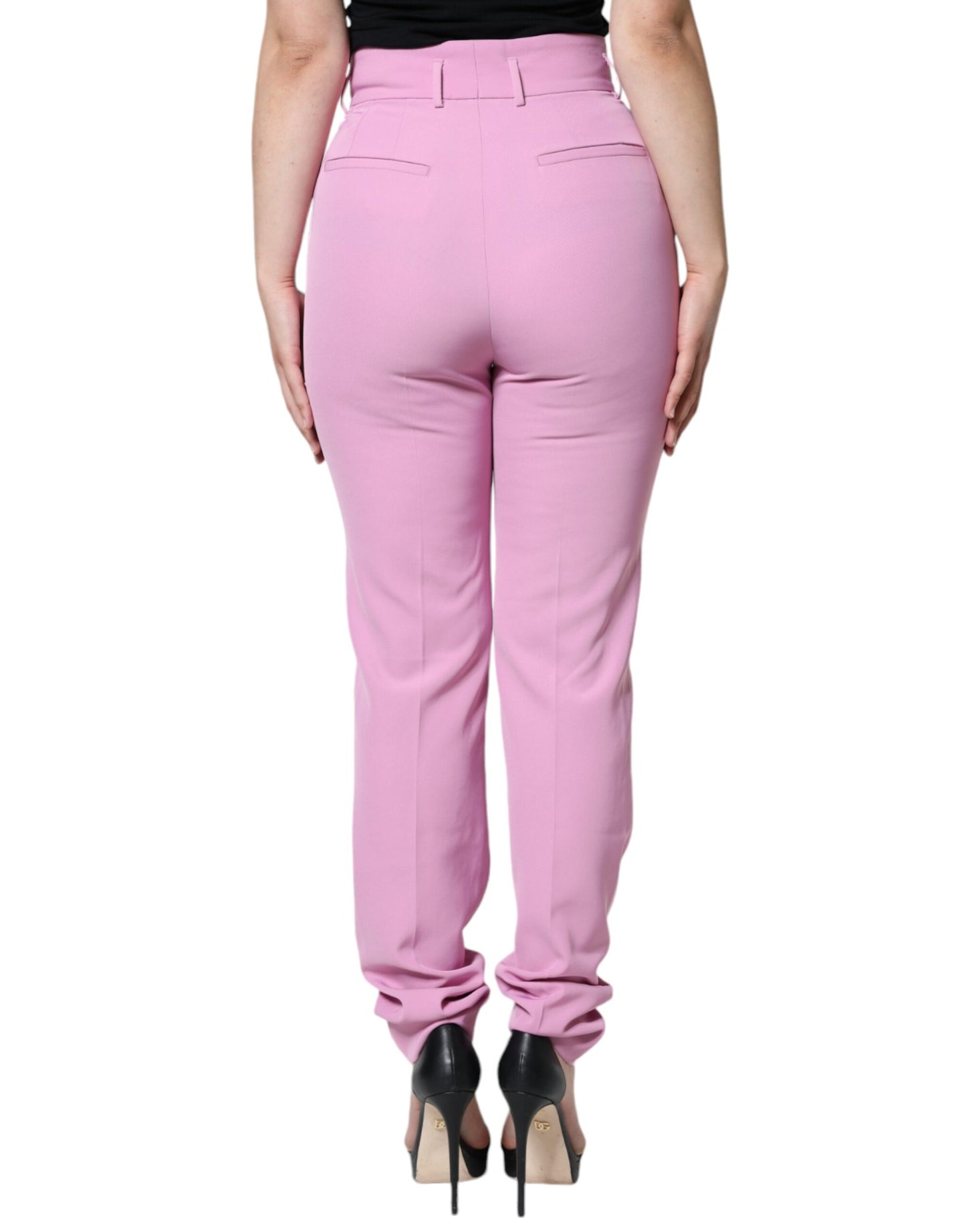 Dolce & Gabbana Pink Polyester High Waist Women Tapered Pants Dolce & Gabbana