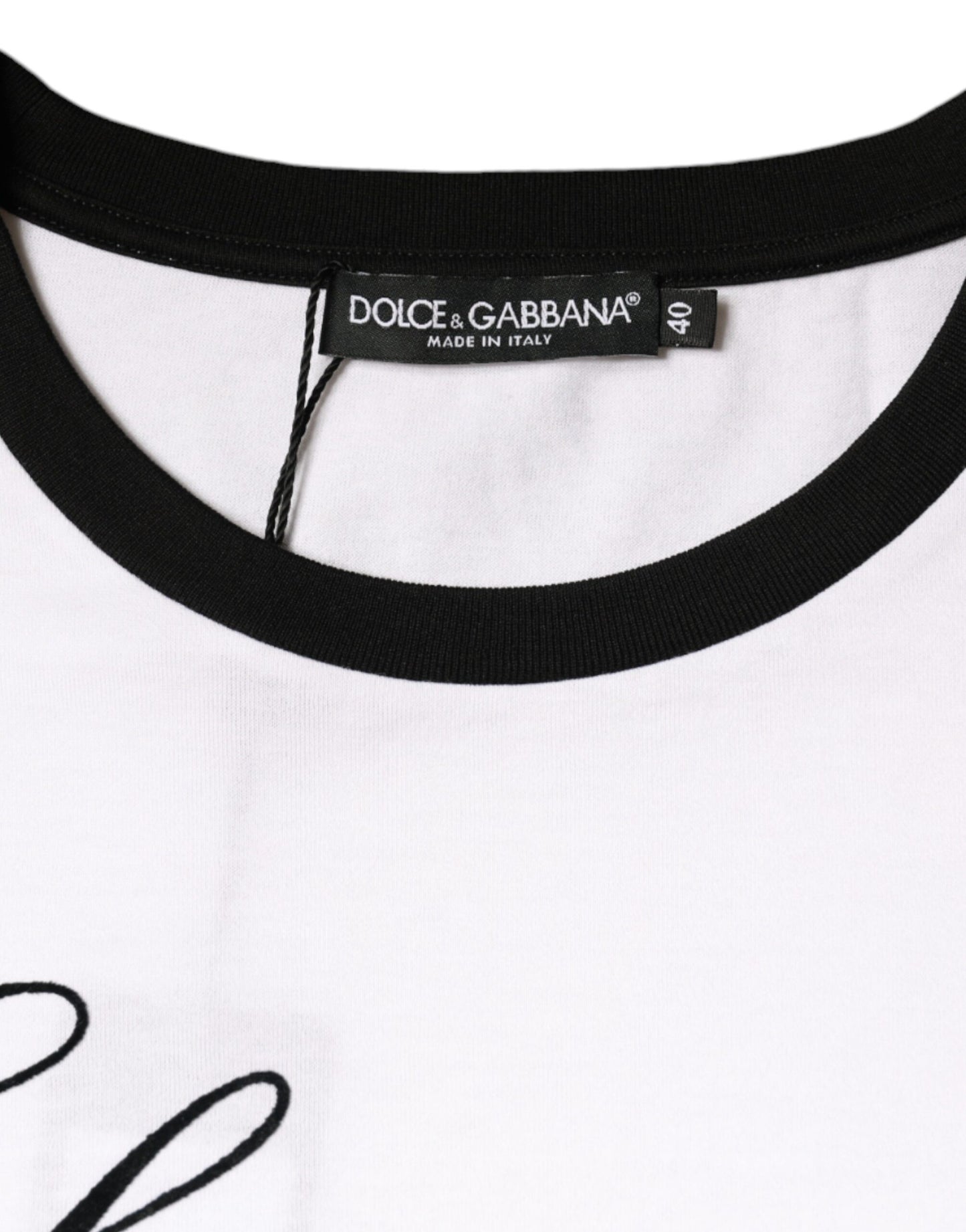 Dolce & Gabbana White Eleganza Print Cotton Short Sleeves T-shirt Dolce & Gabbana