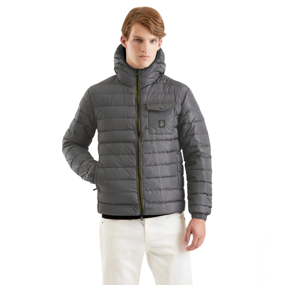 Refrigiwear Gray Nylon Men's Down Jacket Refrigiwear