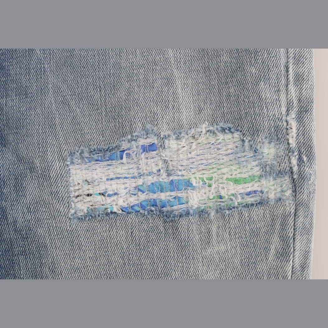 Versace Jeans Blue Wash Torn Stretch Slim Fit Jeans Versace Jeans