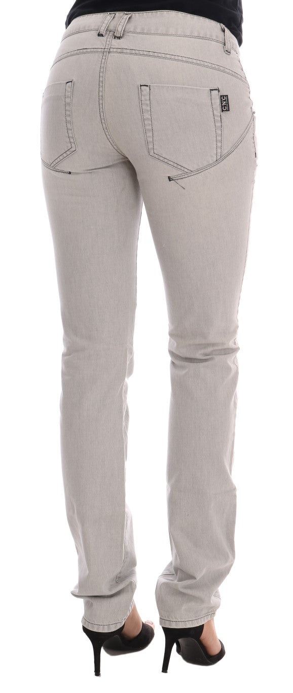 Costume National Gray Wash Cotton Slim Jeans Costume National