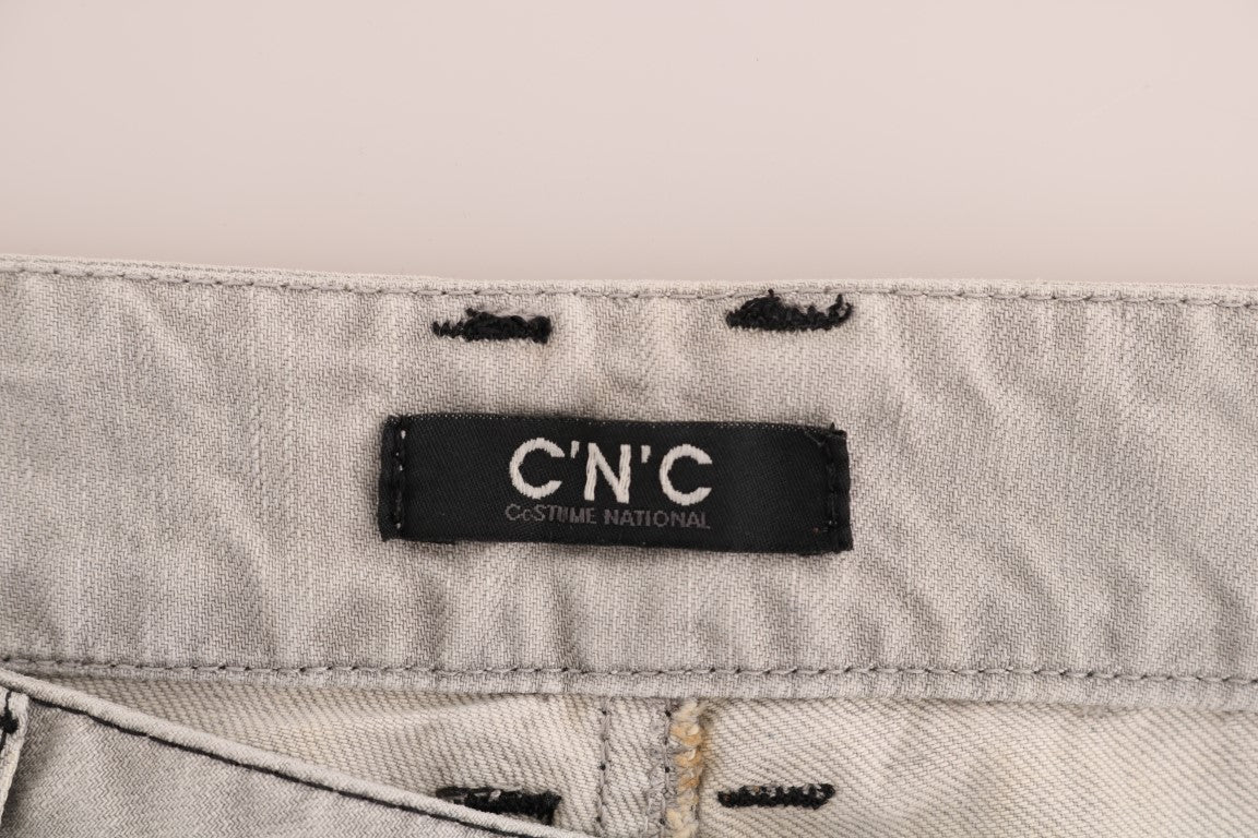 Costume National Gray Wash Cotton Slim Jeans Costume National