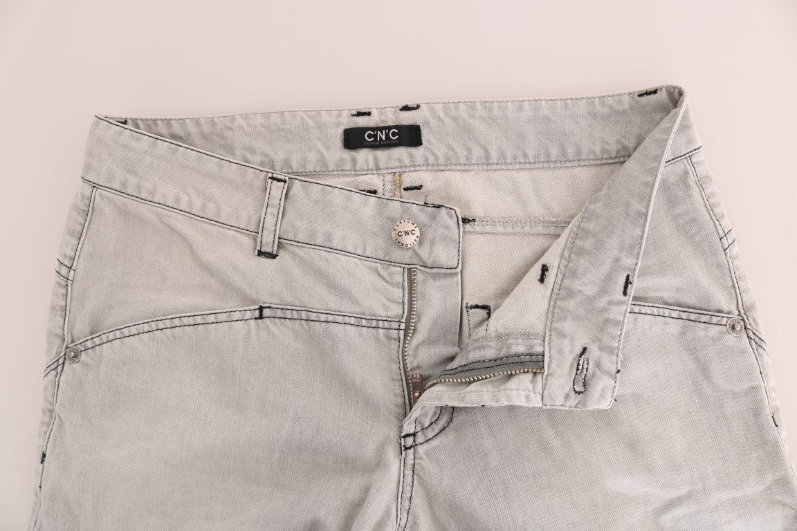 Costume National Gray Wash Cotton Slim Jeans Costume National