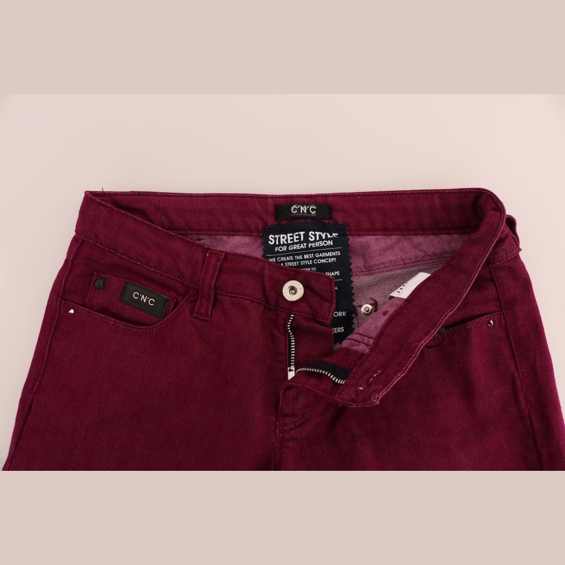 Costume National Red Wash Cotton Stretch Denim Jeans Costume National