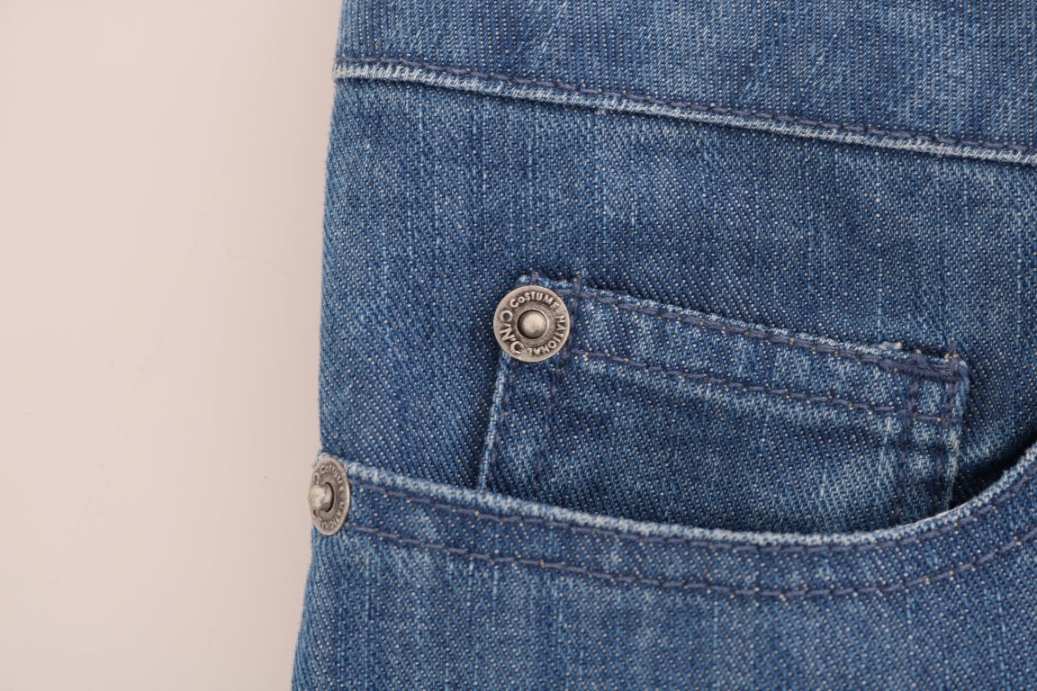 Costume National Blue Wash Cotton Boyfriend Fit Jeans Costume National