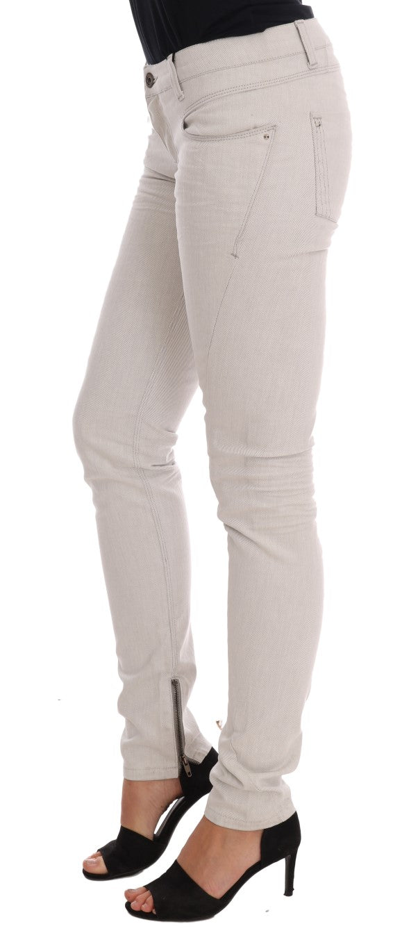 Costume National White Cotton Stretch Slim Jeans Costume National