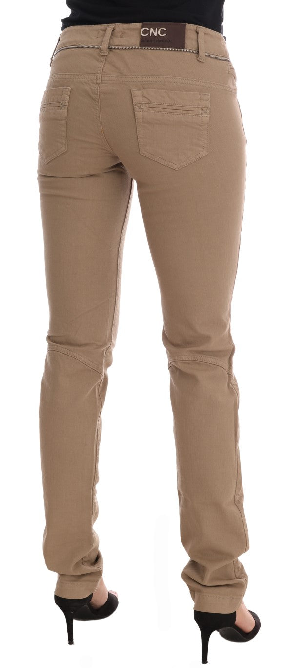 Costume National Beige Cotton Stretch Slim Fit Jeans Costume National
