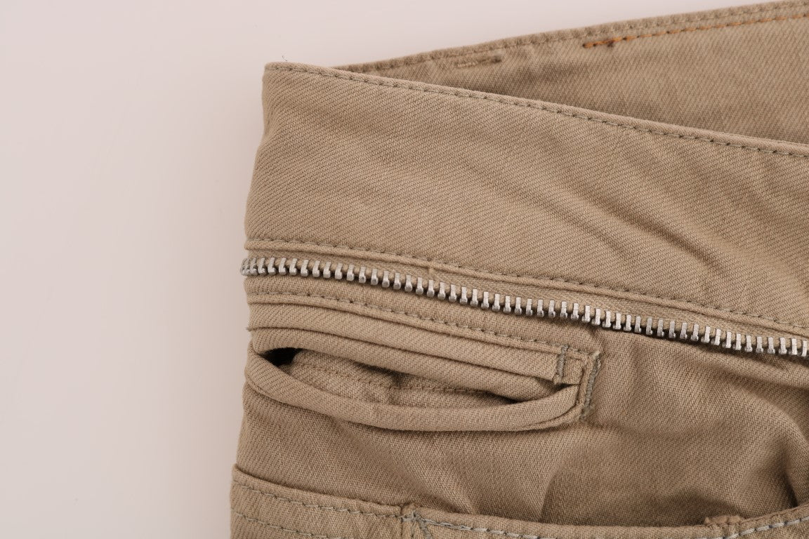 Costume National Beige Cotton Stretch Slim Fit Jeans Costume National