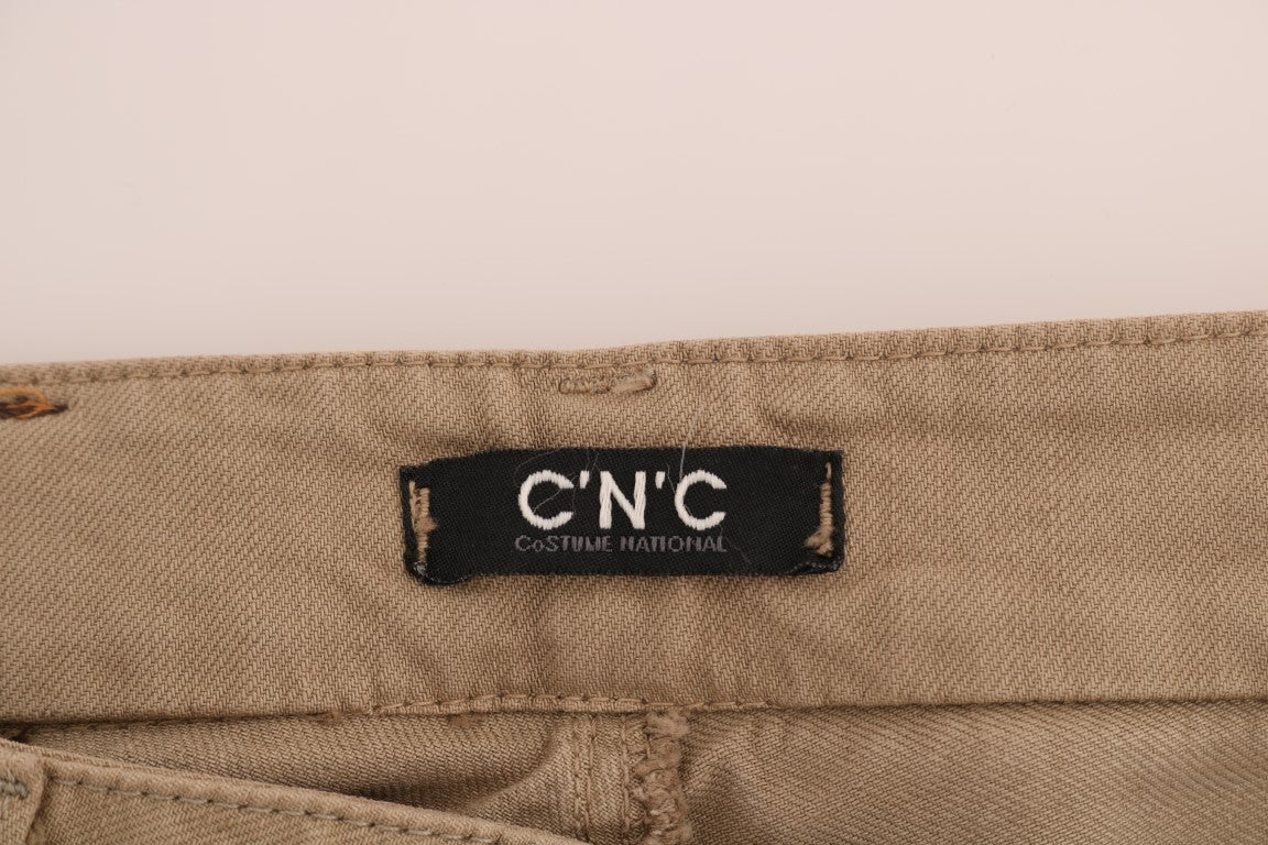 Costume National Beige Cotton Stretch Slim Fit Jeans Costume National