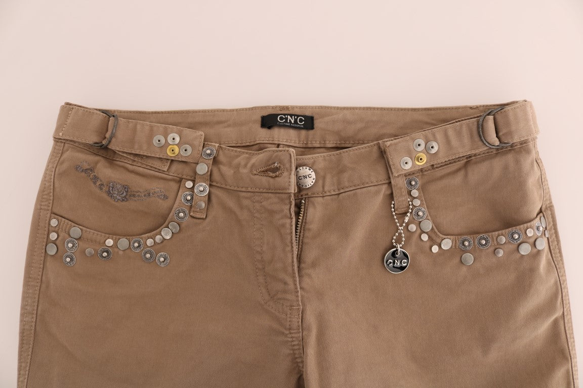 Costume National Beige Cotton Stretch Slim Fit Jeans Costume National