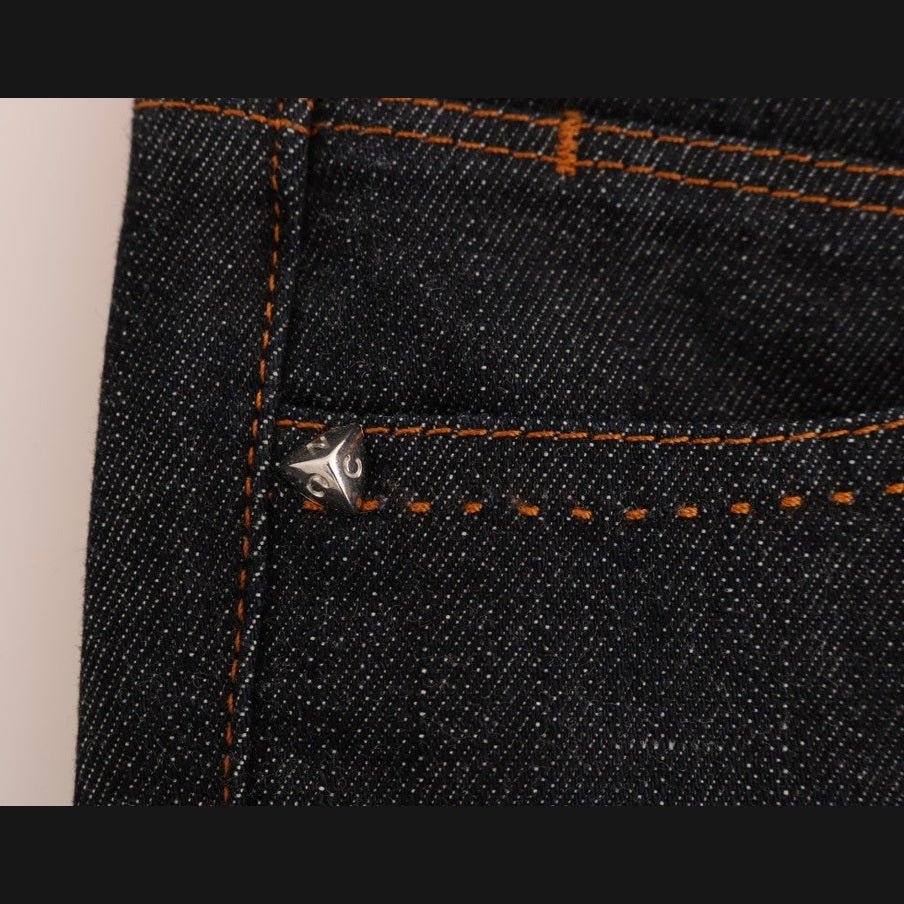 Costume National Blue Cotton Stretch Slim Fit Jeans