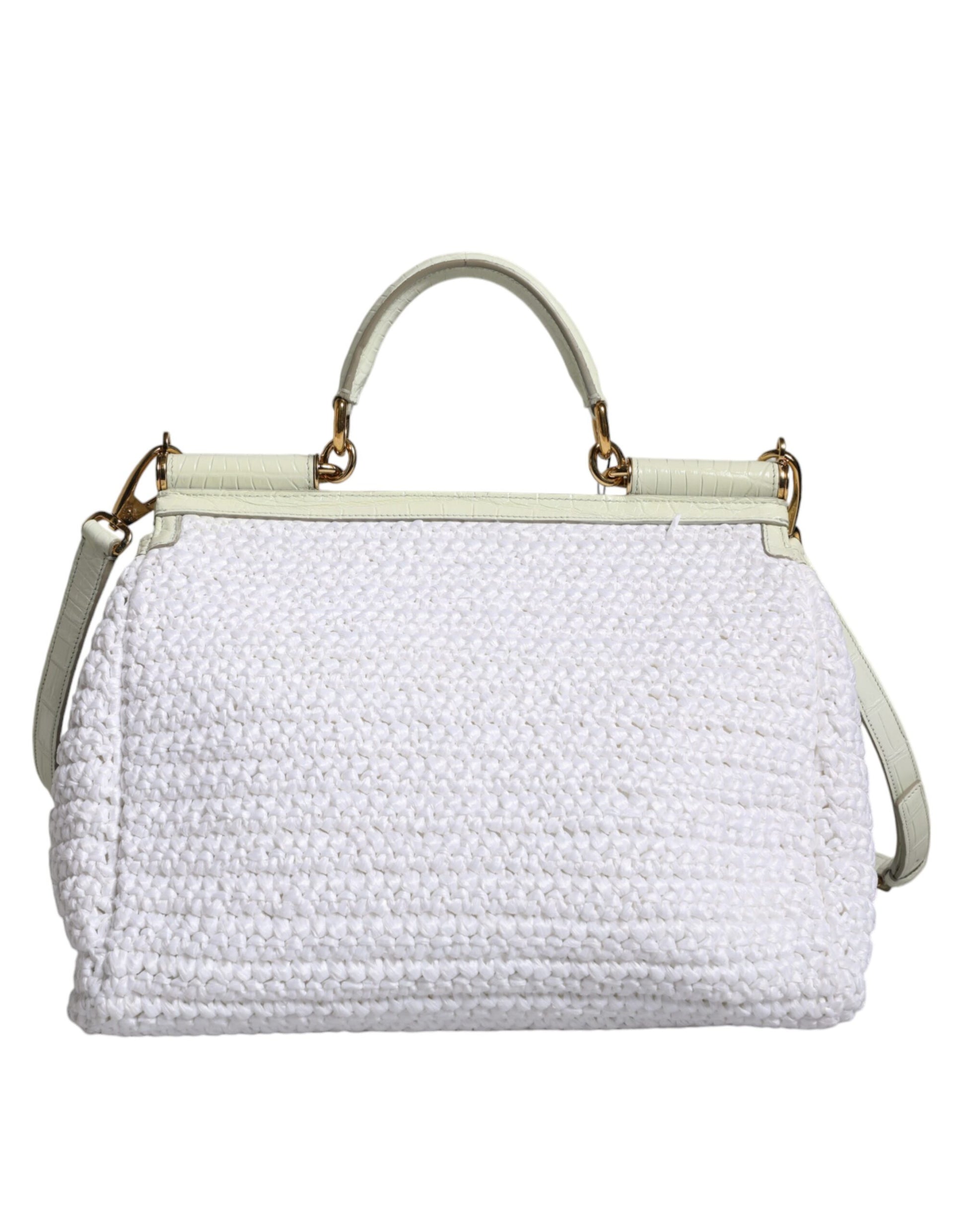 Dolce & Gabbana White Rafia Leather SICILY Crossbody Bag Dolce & Gabbana