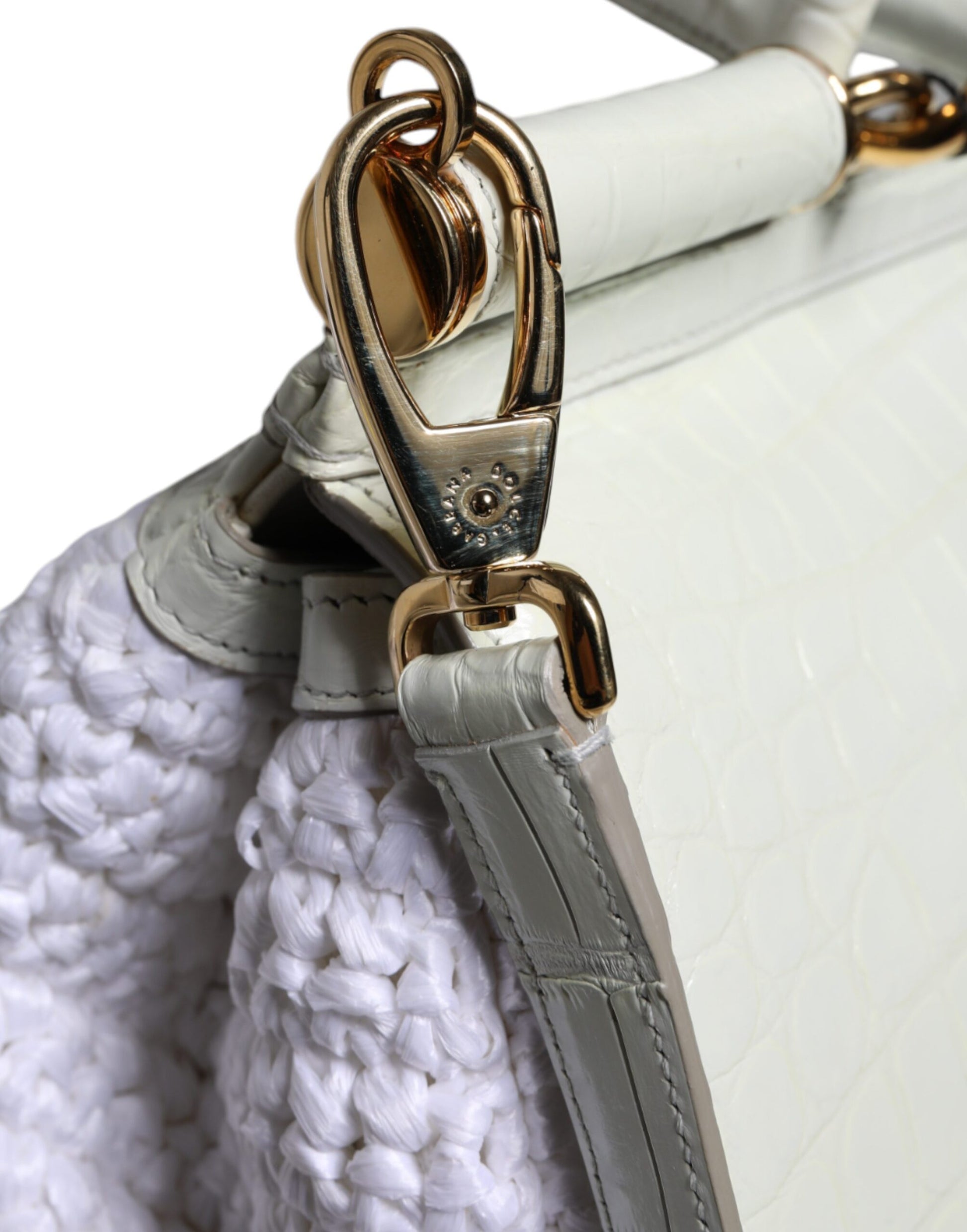 Dolce & Gabbana White Rafia Leather SICILY Crossbody Bag Dolce & Gabbana