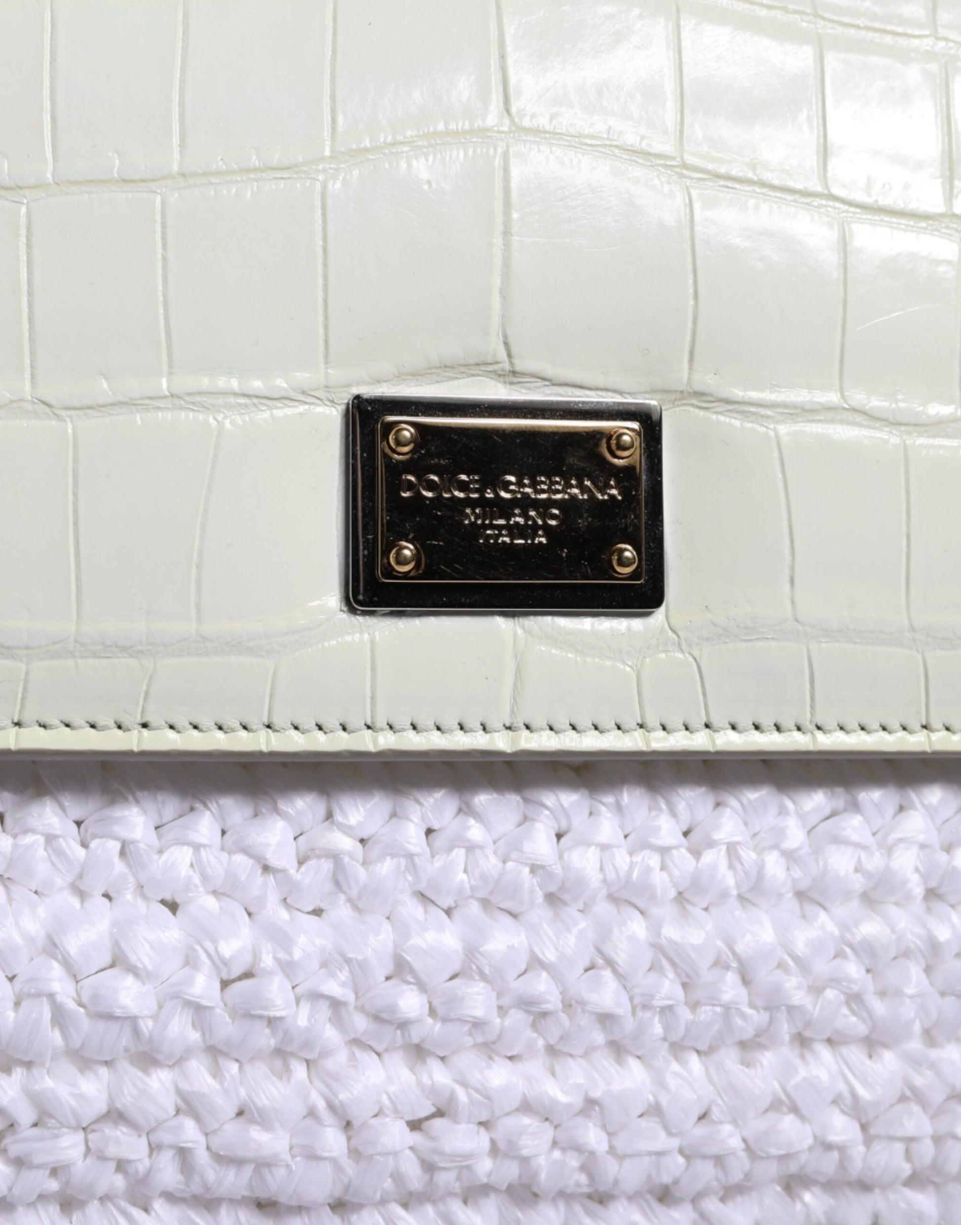 Dolce & Gabbana White Rafia Leather SICILY Crossbody Bag Dolce & Gabbana