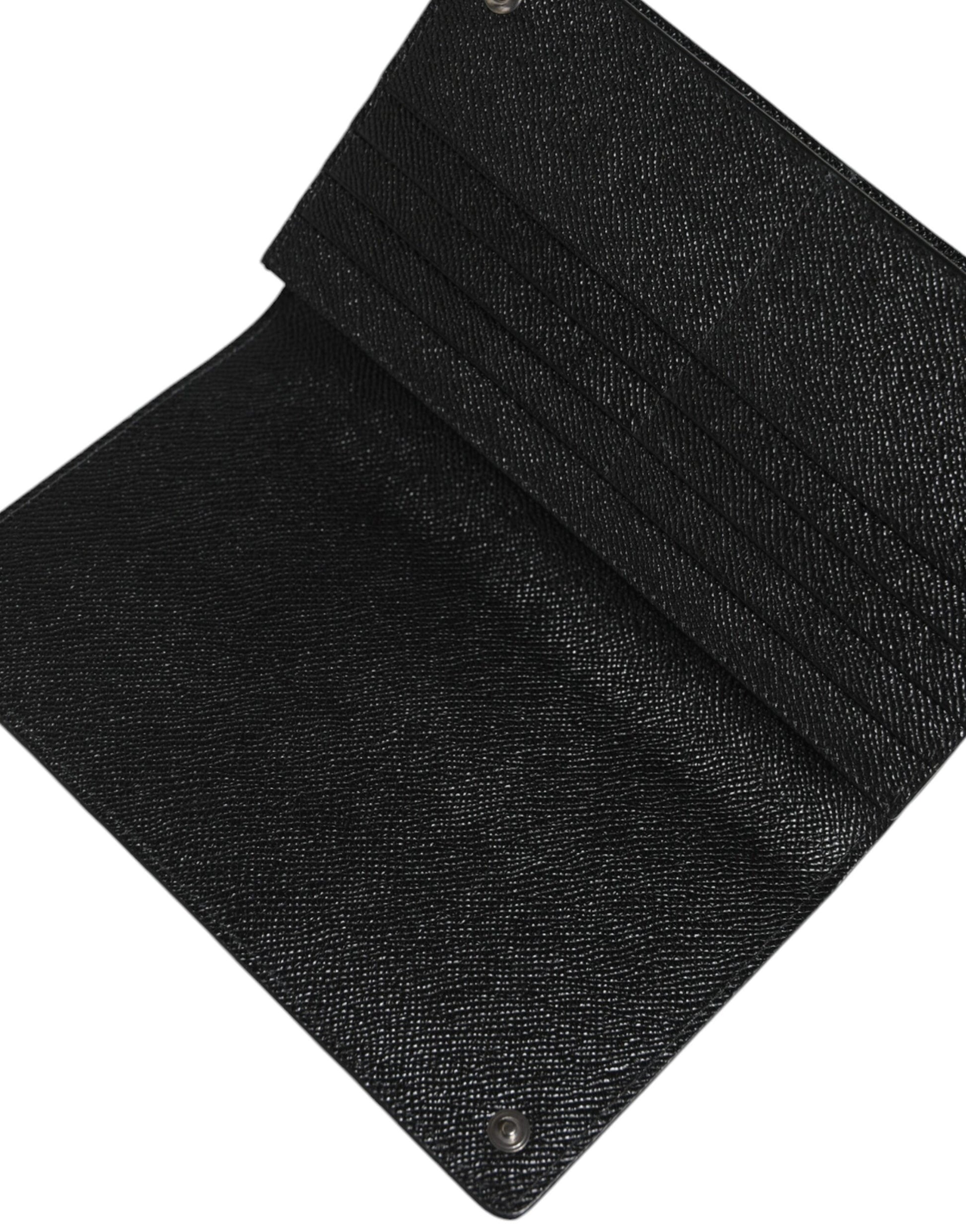 Dolce & Gabbana Black Gray Leopard Leather Bifold Card Slot Crossbody Bag Dolce & Gabbana