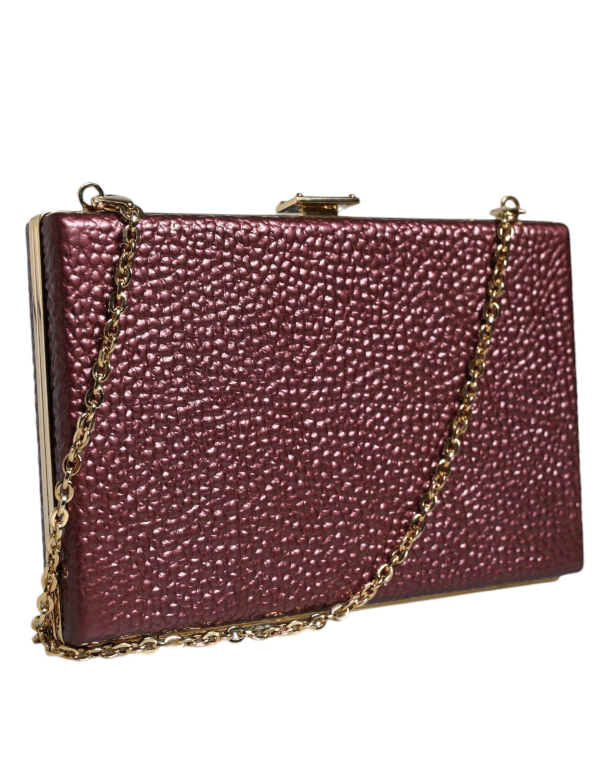 Dolce & Gabbana Maroon Leather Clutch Evening Crossbody Bag Dolce & Gabbana