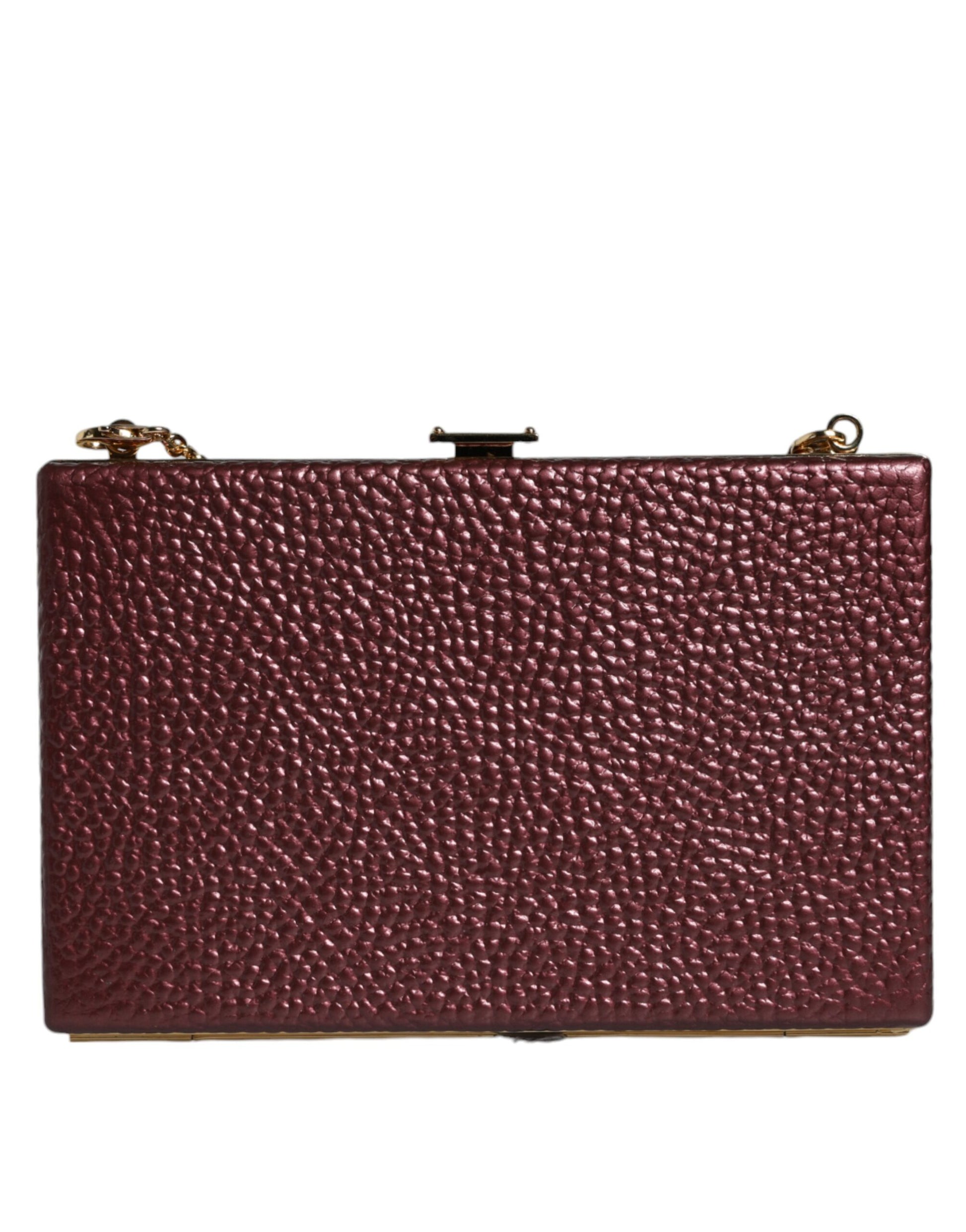 Dolce & Gabbana Maroon Leather Clutch Evening Crossbody Bag Dolce & Gabbana