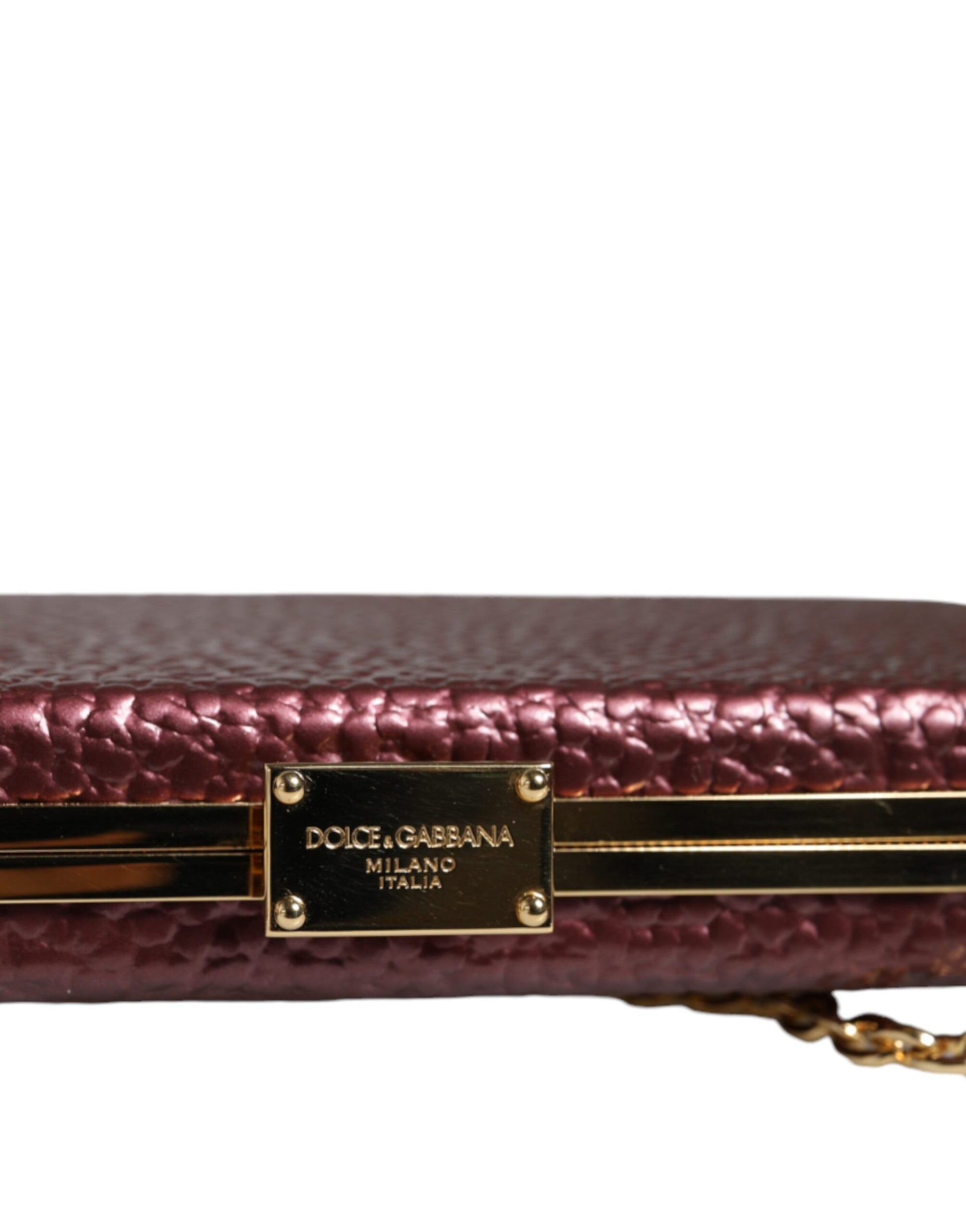 Dolce & Gabbana Maroon Leather Clutch Evening Crossbody Bag Dolce & Gabbana