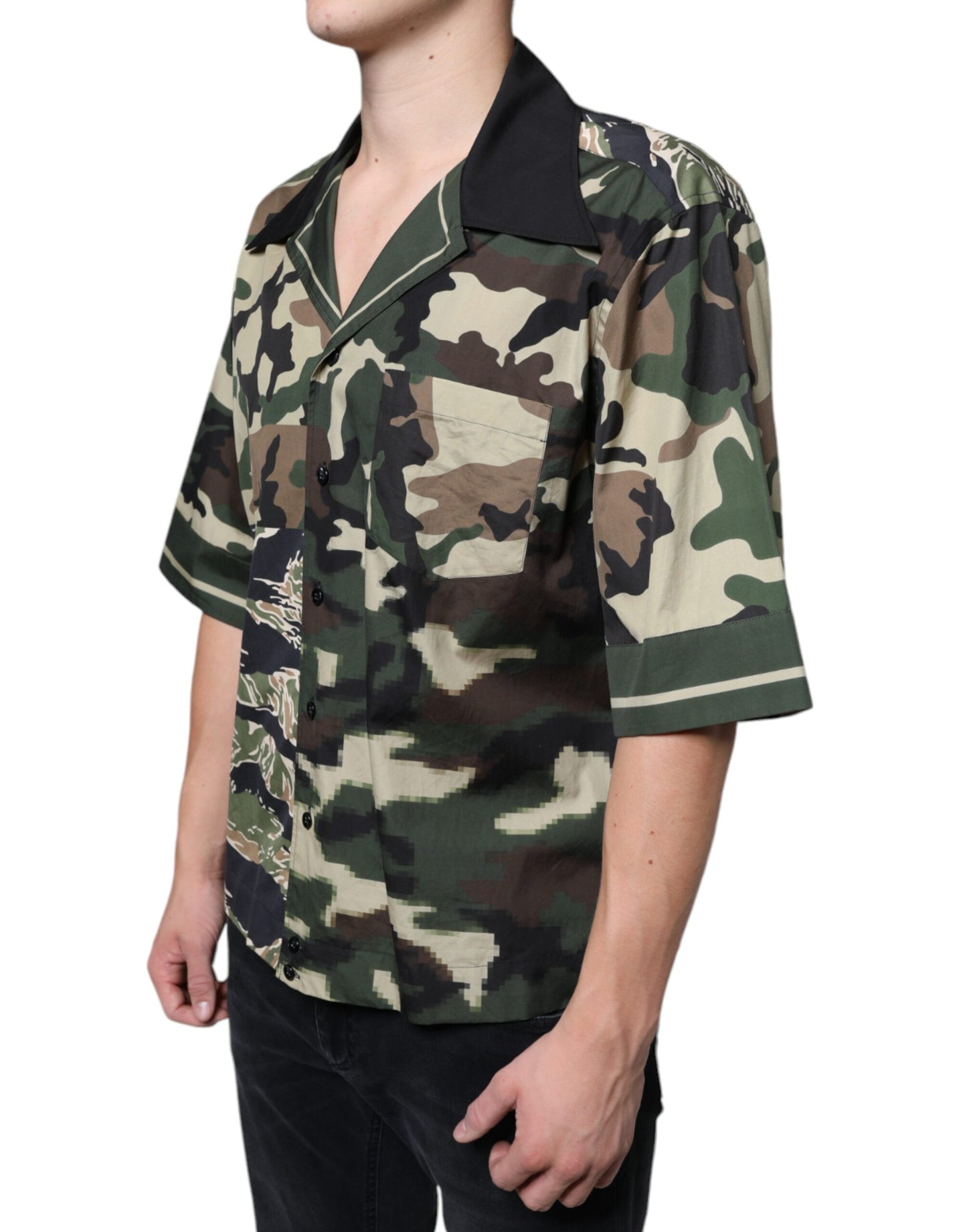 Dolce & Gabbana Multicolor Camouflage Button Down Men Casual Shirt Dolce & Gabbana