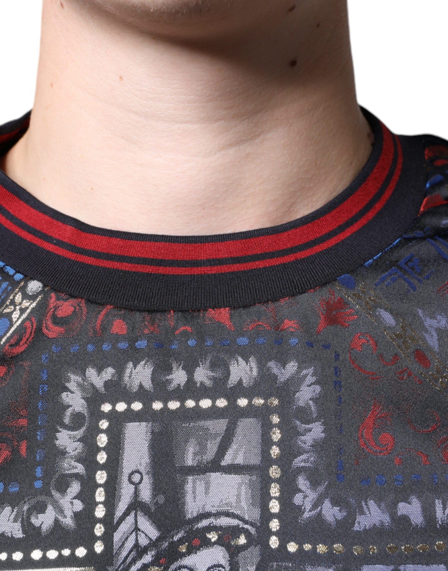 Dolce & Gabbana Multicolor Jacquard Crew Neck Sweatshirt Sweater Dolce & Gabbana