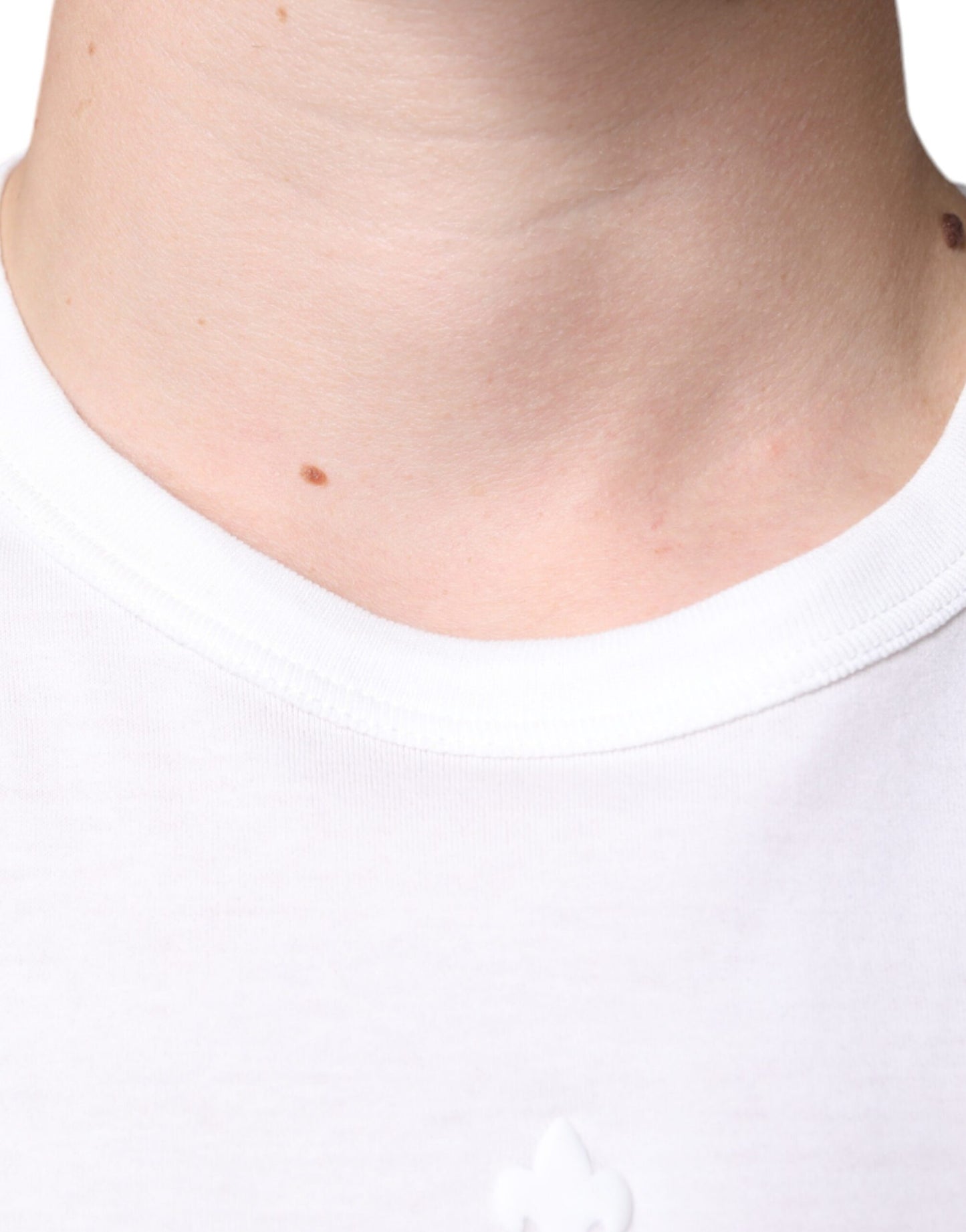 Dolce & Gabbana White Logo Embossed Cotton Crewneck T-shirt Dolce & Gabbana