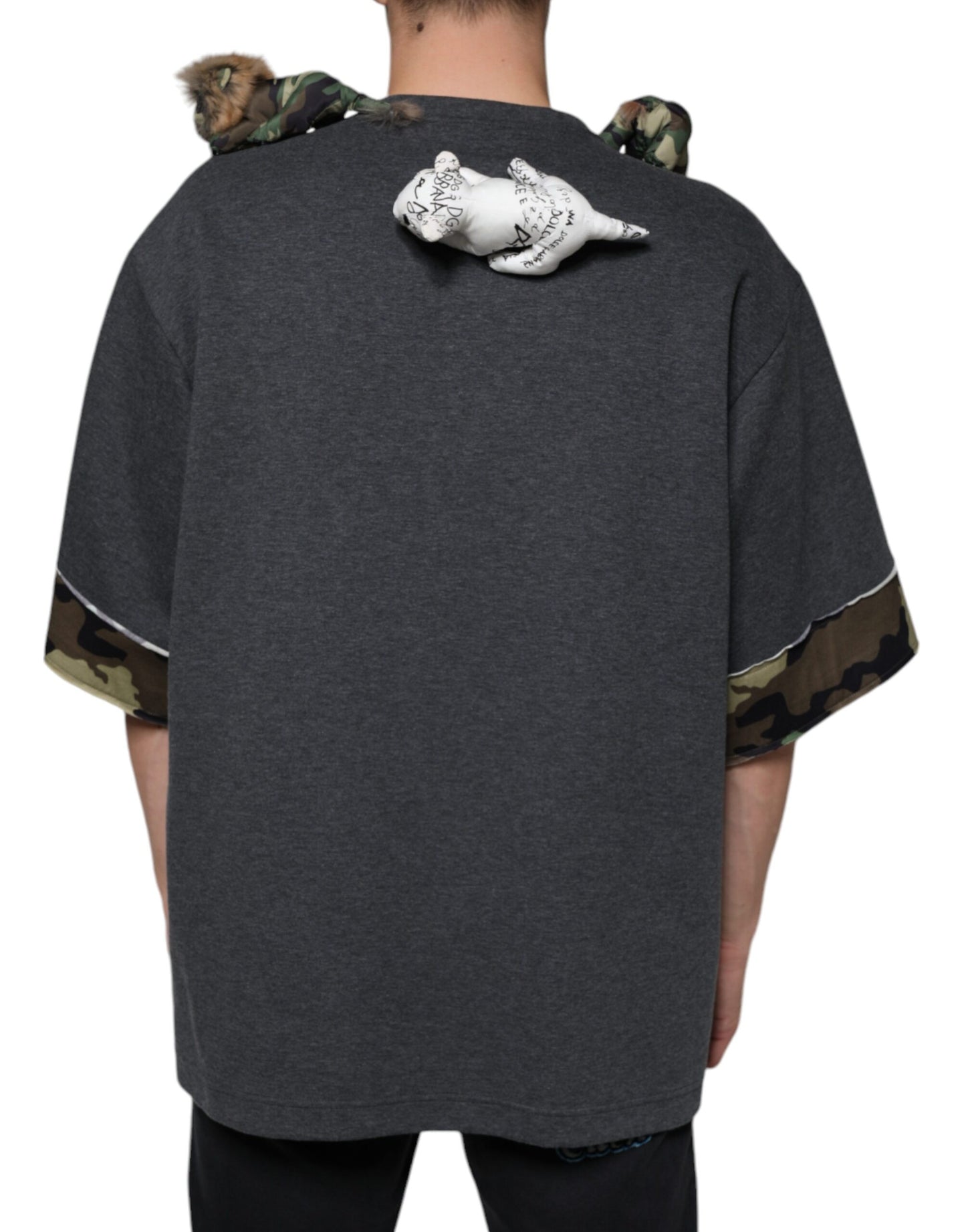 Dolce & Gabbana Gray Camouflage Animal Stuff Cotton T-shirt Dolce & Gabbana