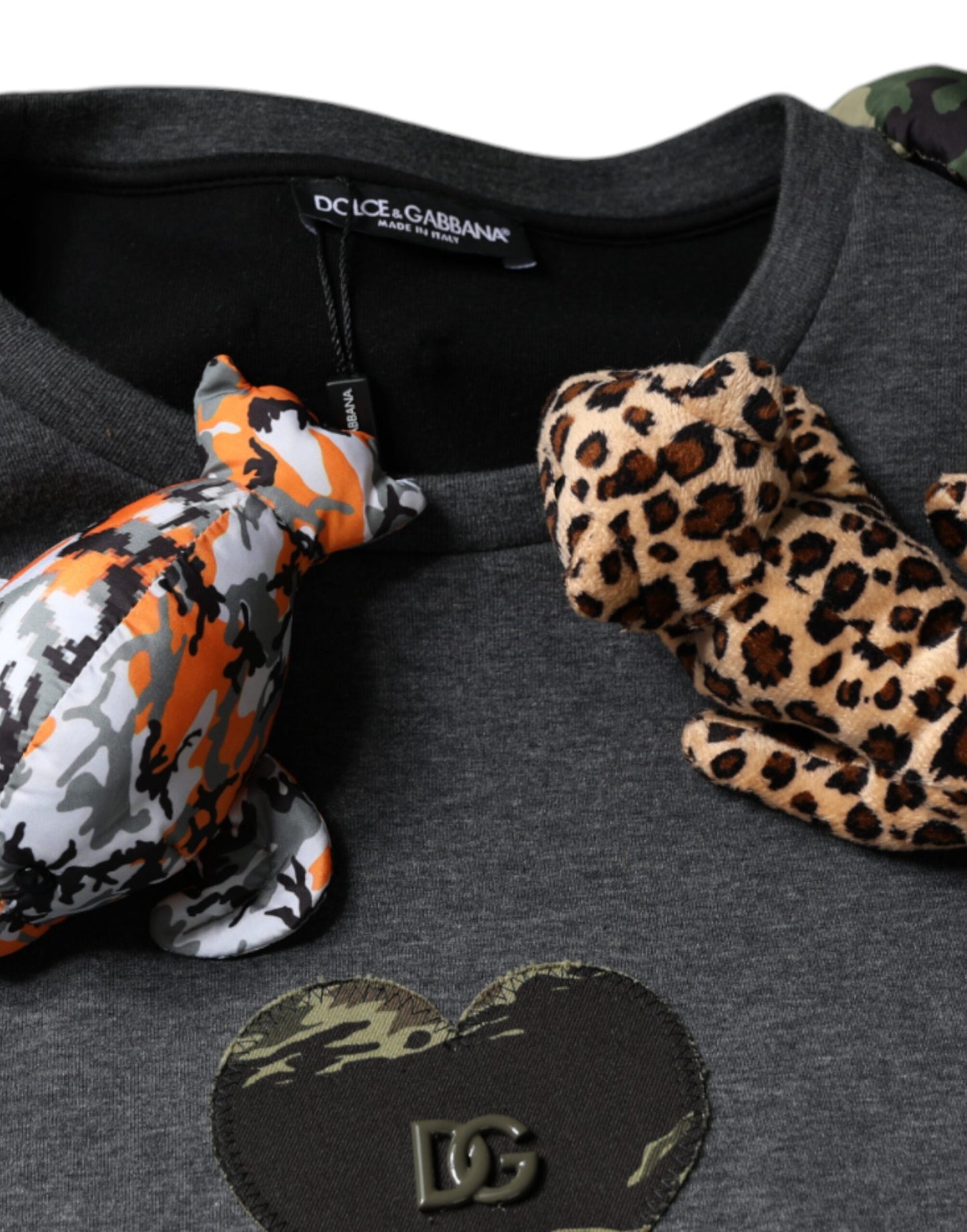Dolce & Gabbana Gray Camouflage Animal Stuff Cotton T-shirt Dolce & Gabbana