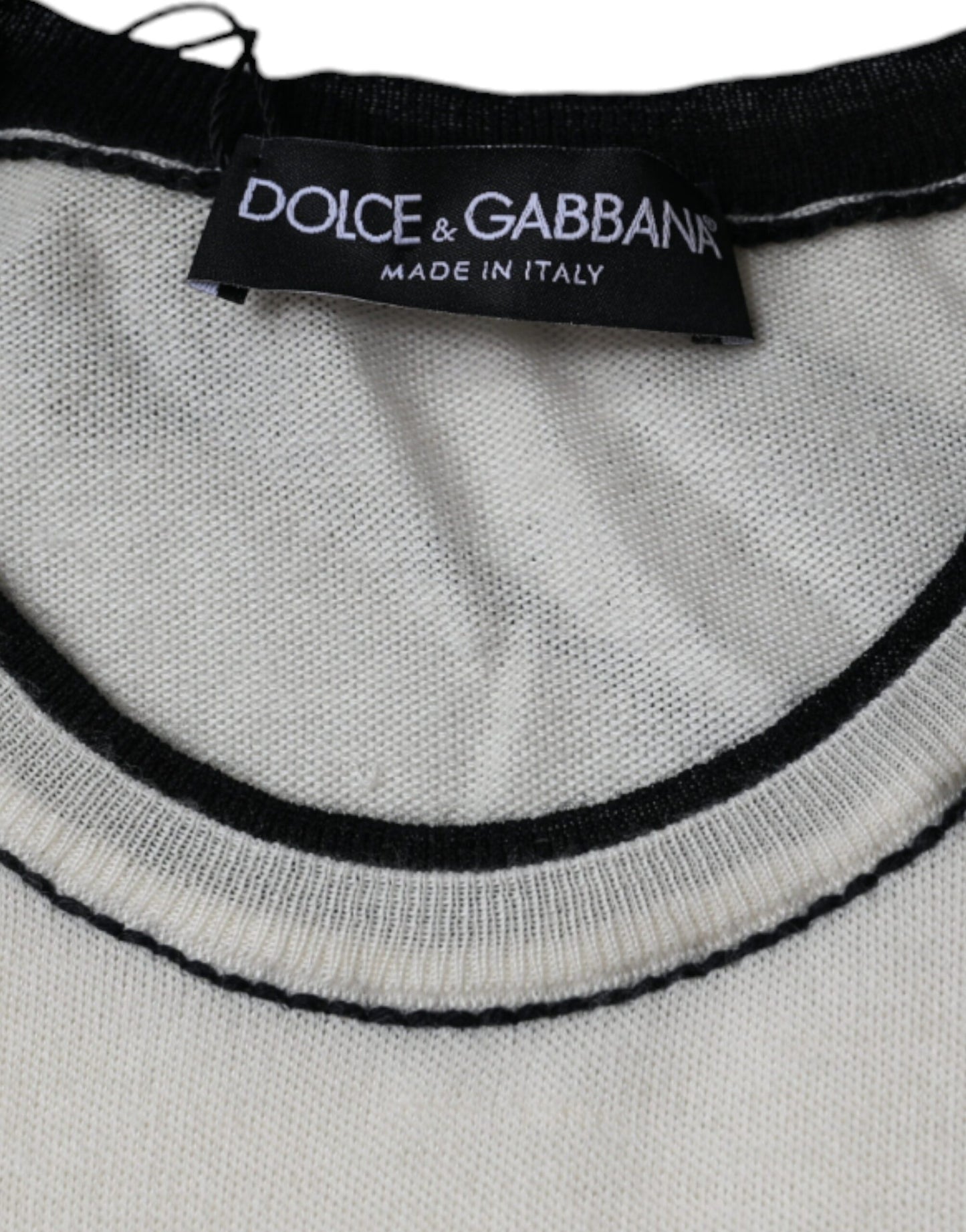 Dolce & Gabbana Off White Cashmere Short Sleeves T-shirt Dolce & Gabbana