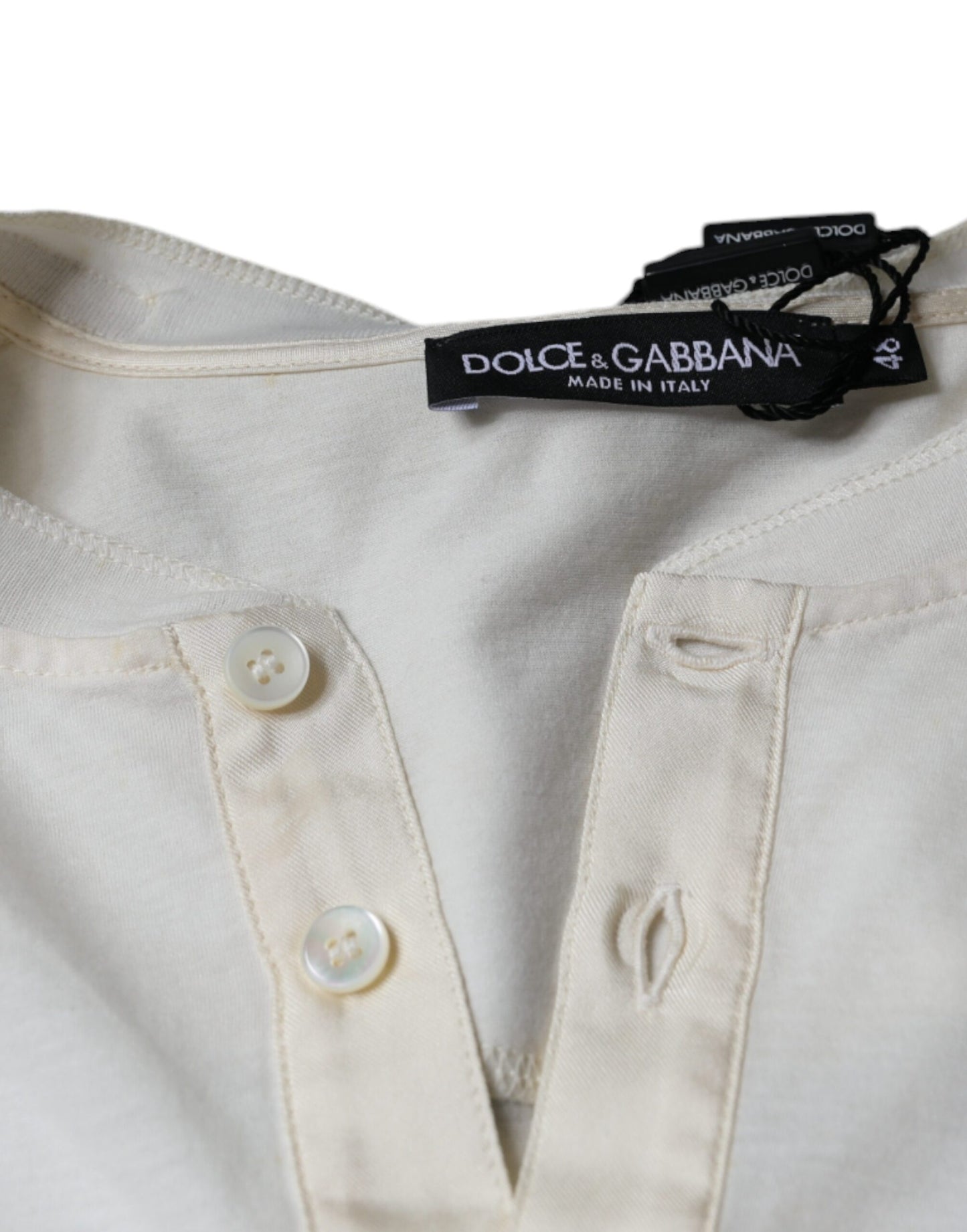 Dolce & Gabbana Off White Cotton Short Sleeves T-shirt Dolce & Gabbana
