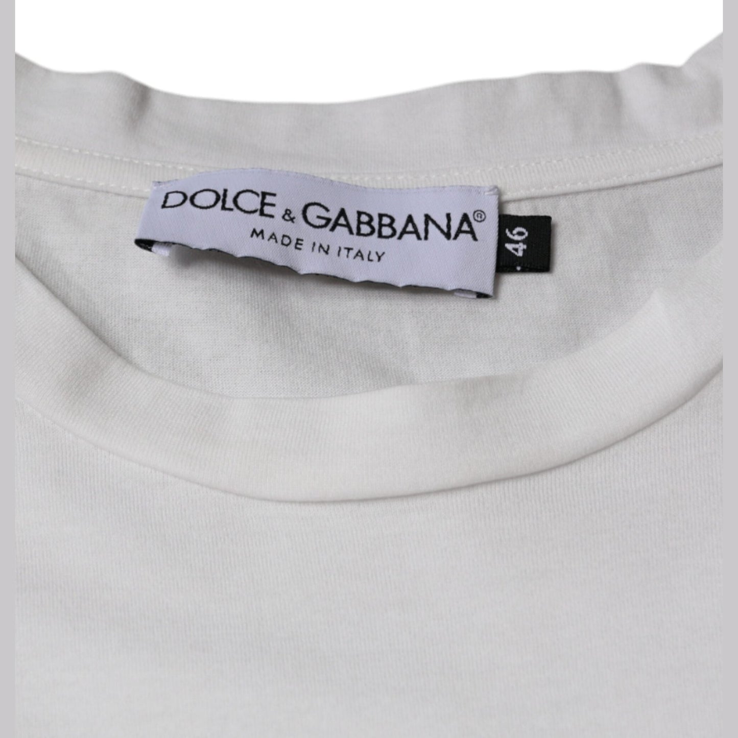 Dolce & Gabbana White Cotton DG Logo Print Casual T-shirt