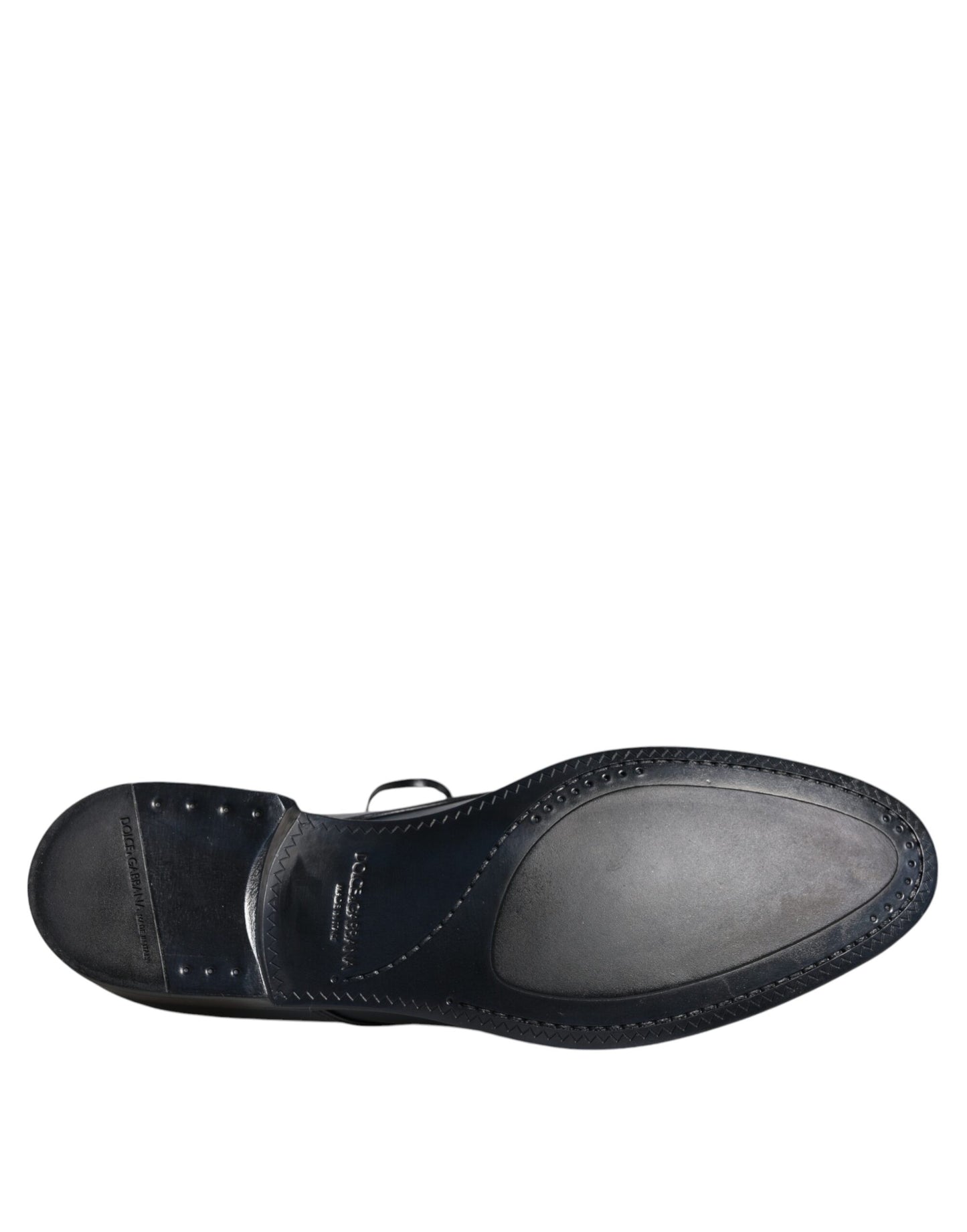 Dolce & Gabbana Navy Blue Leather Derby Dress Formal Shoes Dolce & Gabbana