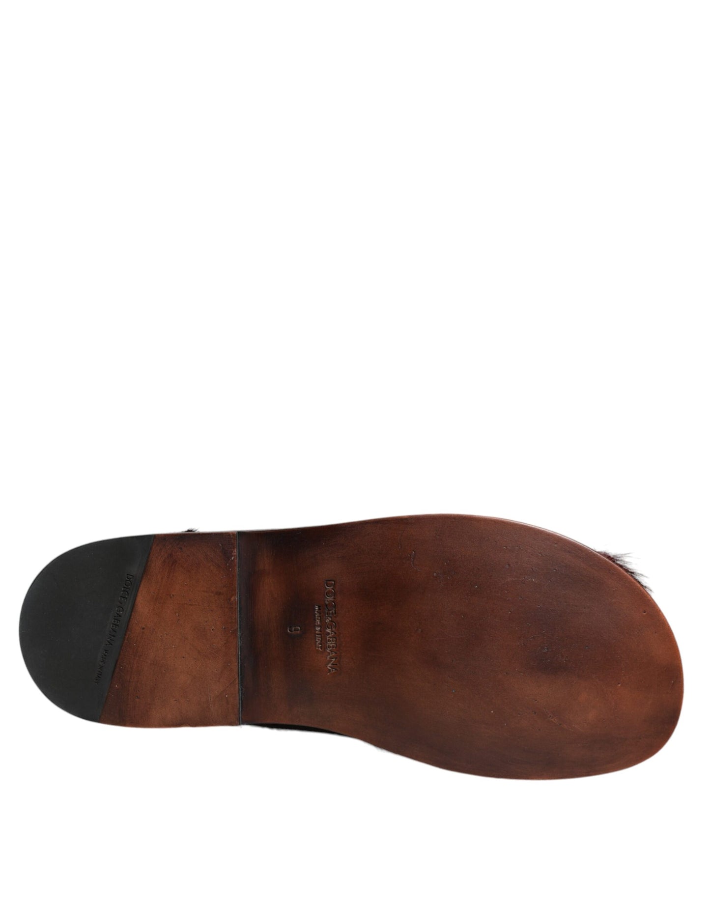 Dolce & Gabbana Black Red Gazelle Hair Leather Sandals Shoes Dolce & Gabbana