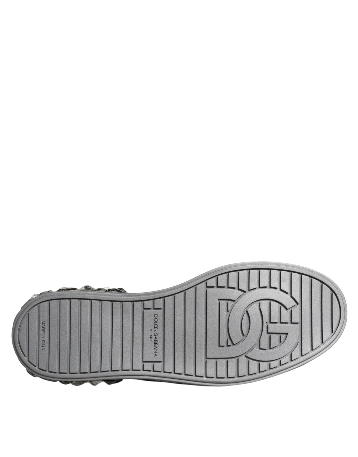 Dolce & Gabbana White Silver Crystal Logo Portofino Sneakers Shoes Dolce & Gabbana