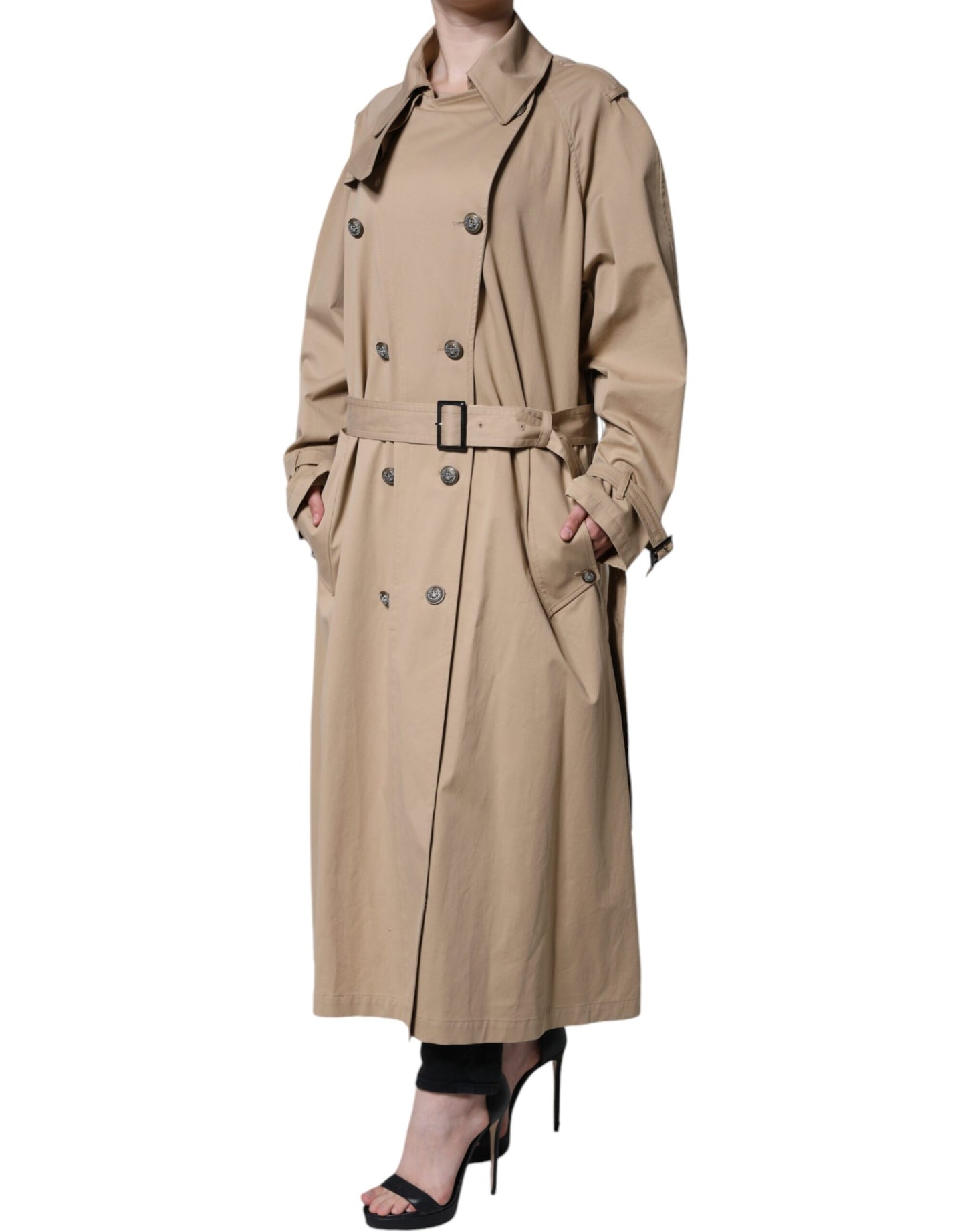 Dolce & Gabbana Khaki Double Breasted Trench Coat Jacket Dolce & Gabbana