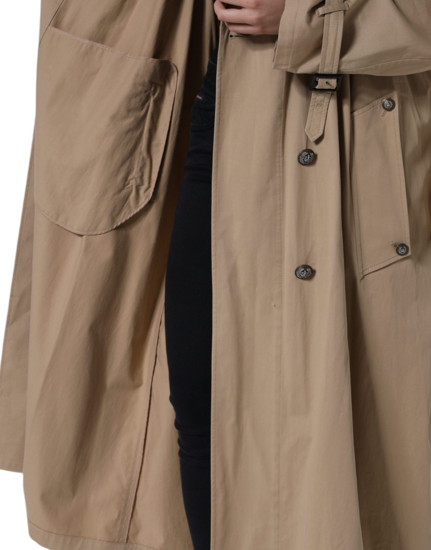 Dolce & Gabbana Khaki Double Breasted Trench Coat Jacket Dolce & Gabbana