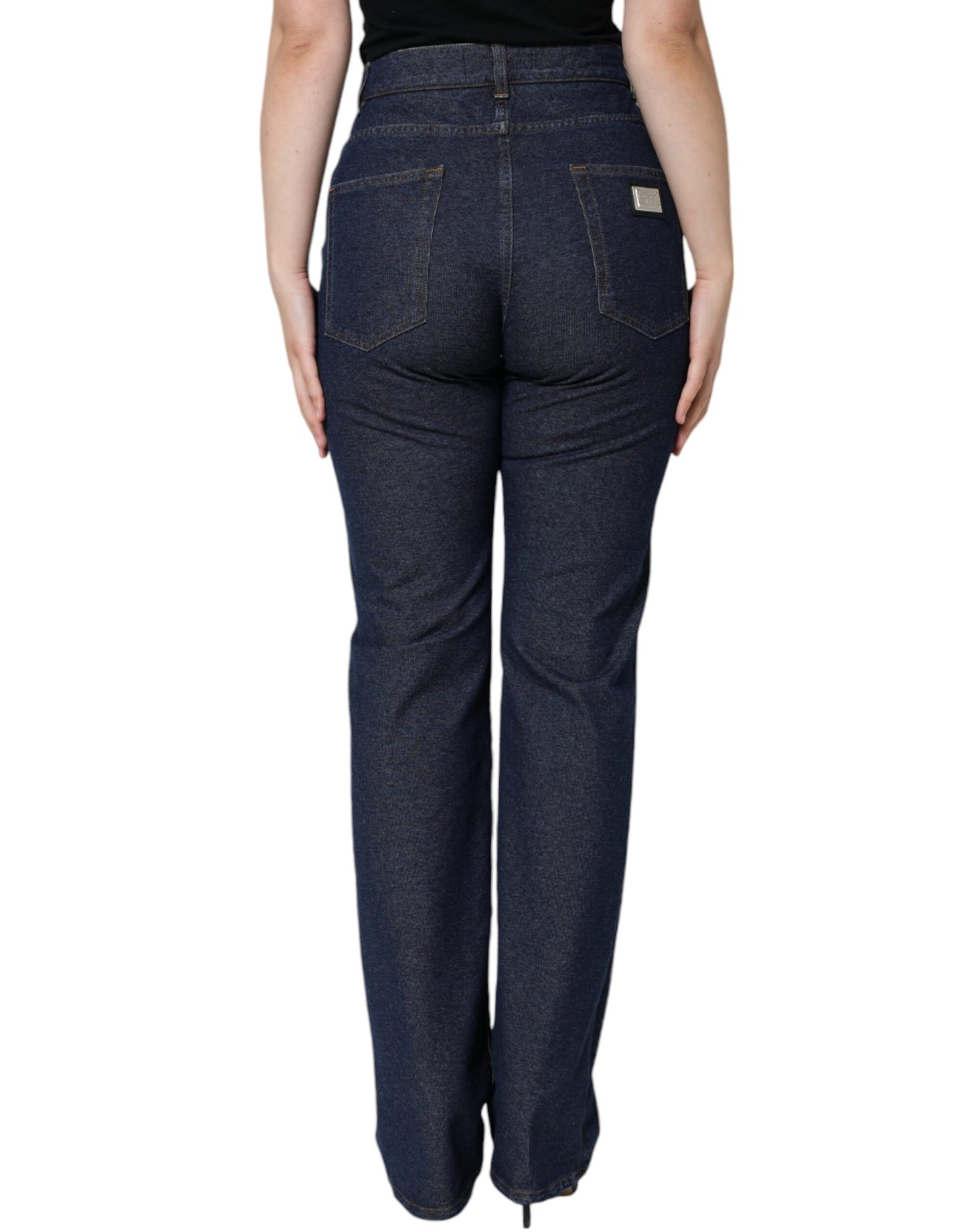 Dolce & Gabbana Dark Blue Cotton Stretch Straight Denim Jeans Dolce & Gabbana