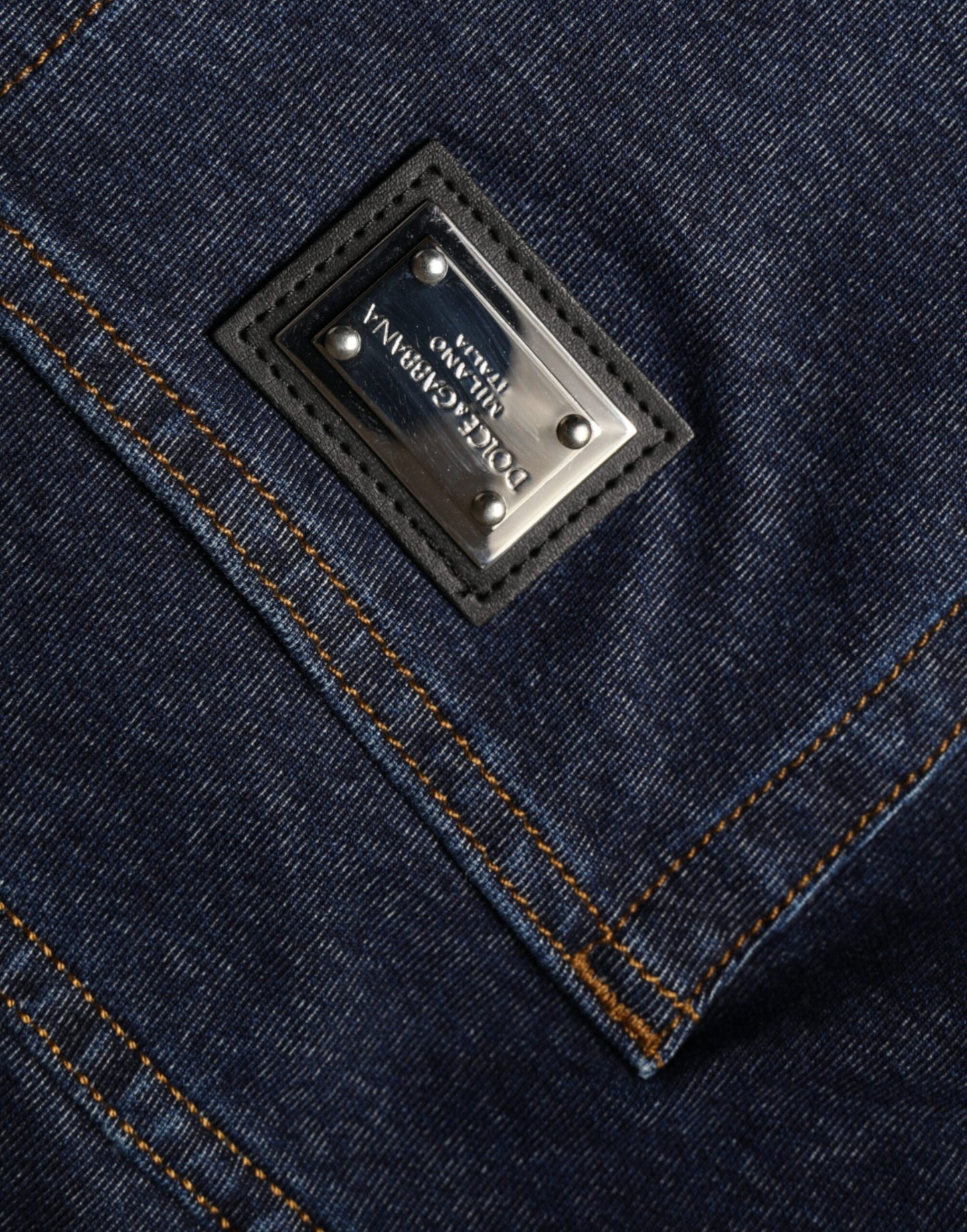 Dolce & Gabbana Dark Blue Cotton Stretch Straight Denim Jeans Dolce & Gabbana