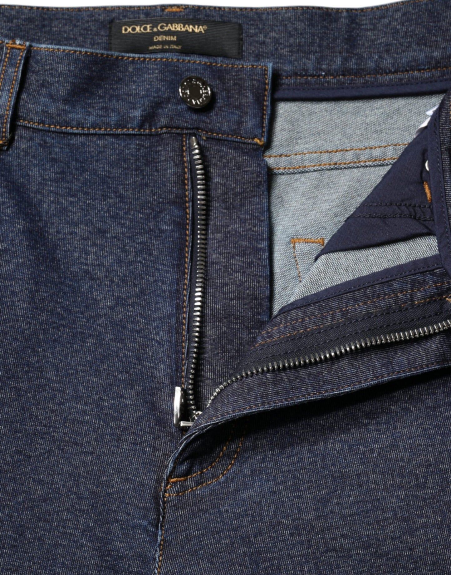Dolce & Gabbana Dark Blue Cotton Stretch Straight Denim Jeans Dolce & Gabbana