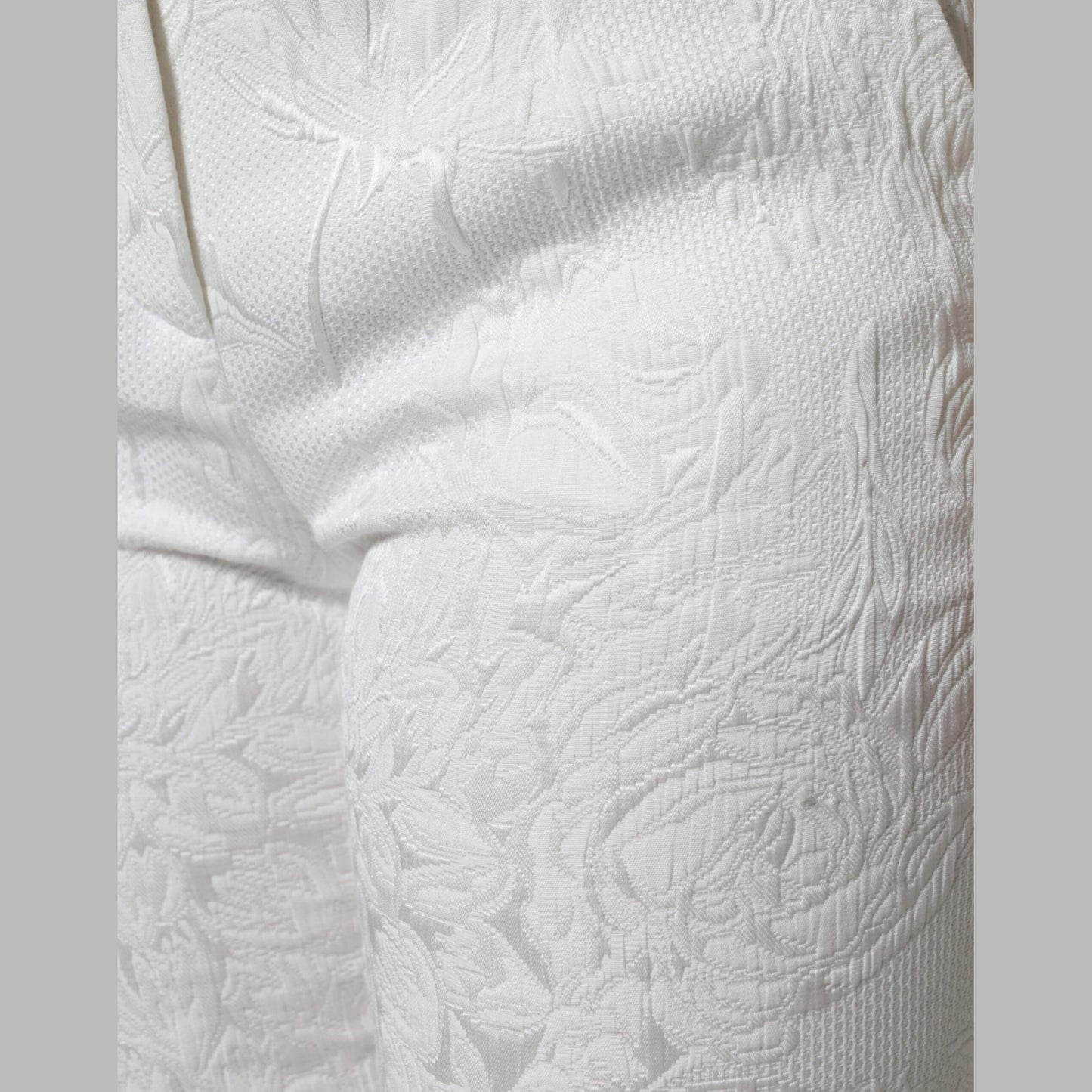 Dolce & Gabbana White Floral Brocade Cotton Cropped Pants Dolce & Gabbana
