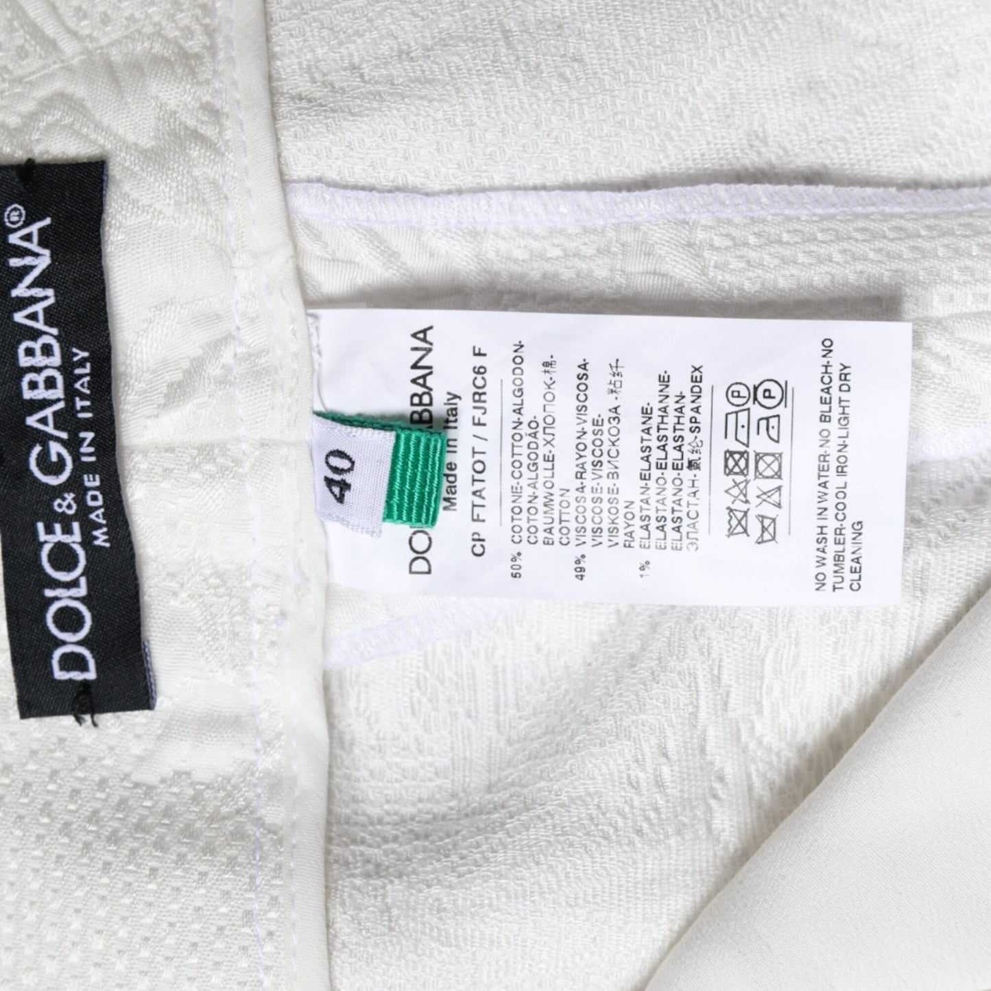 Dolce & Gabbana White Floral Brocade Cotton Cropped Pants Dolce & Gabbana